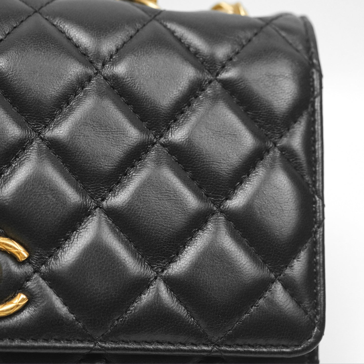 Chanel All Slide Wallet on Chain WOC Adjustable Chain Quilted Black Lambskin 22K