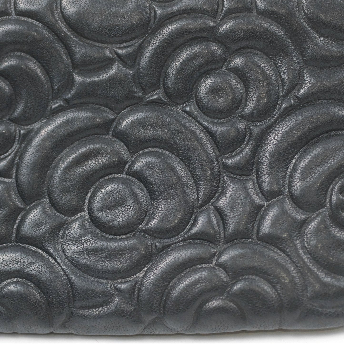 Chanel Quilted Mini O Case Camellia Black Lambskin Silver Hardware