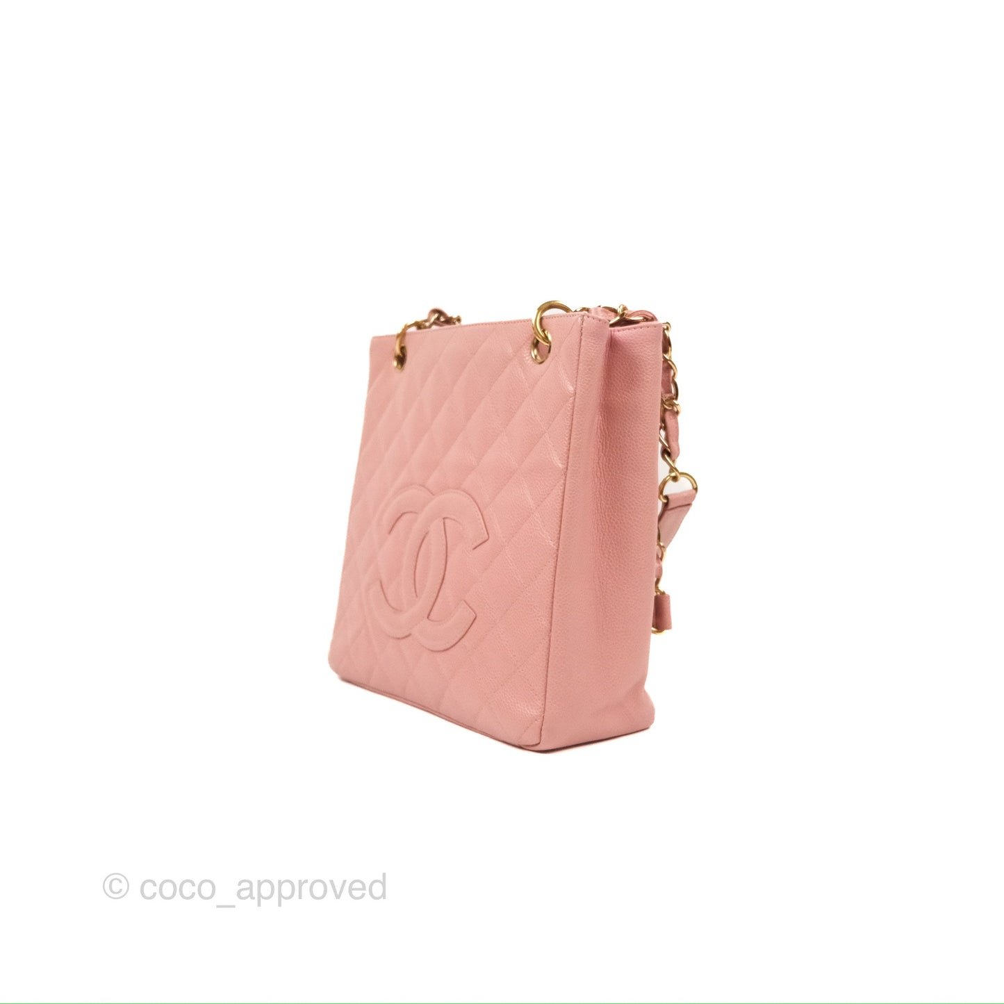 Chanel Quilted Petit Shopping Tote PST Sakura Pink Caviar Gold Hardware