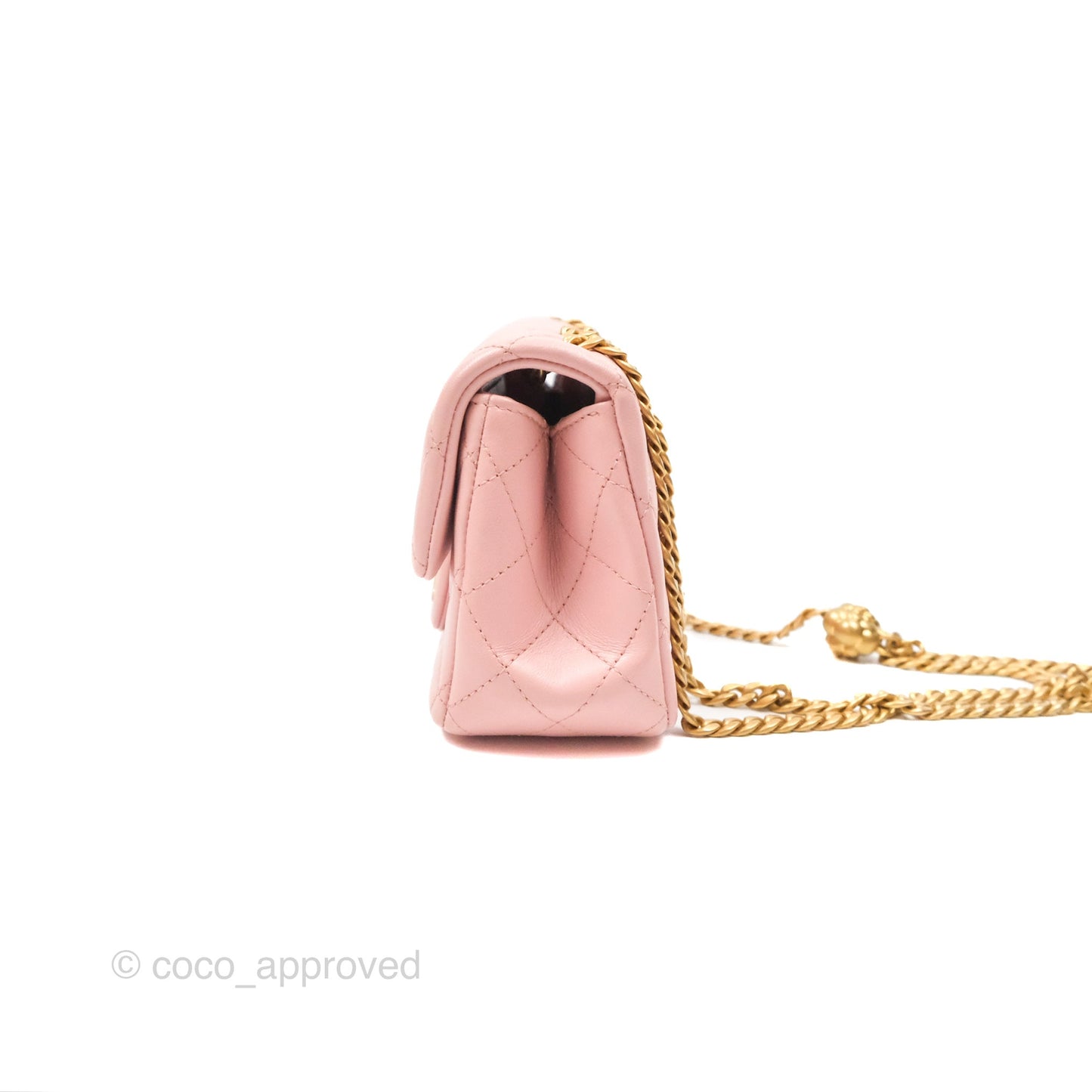 Chanel Sweet Camellia Mini Rectangular Flap Pink Lambskin Aged Gold Hardware 23S