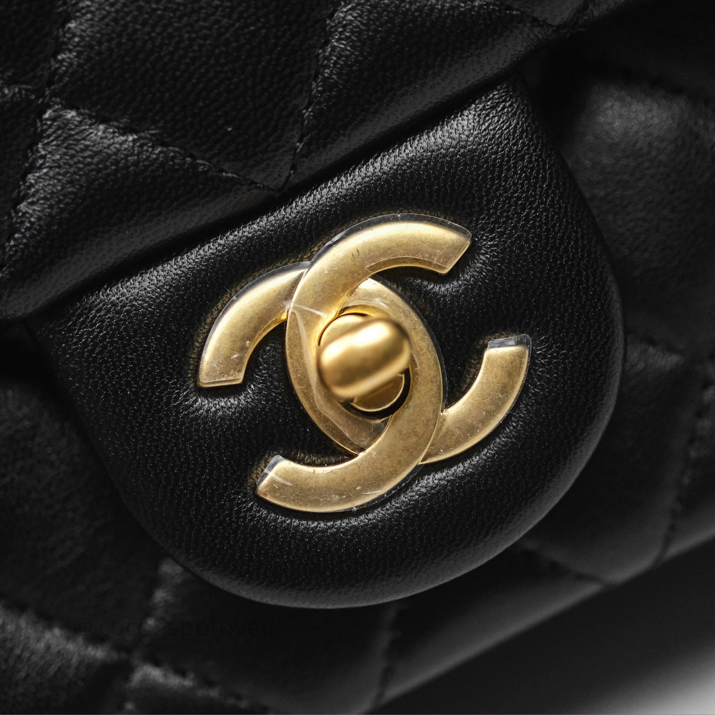 Chanel Pearl Crush Mini Square Quilted Black Lambskin Aged Gold Hardware