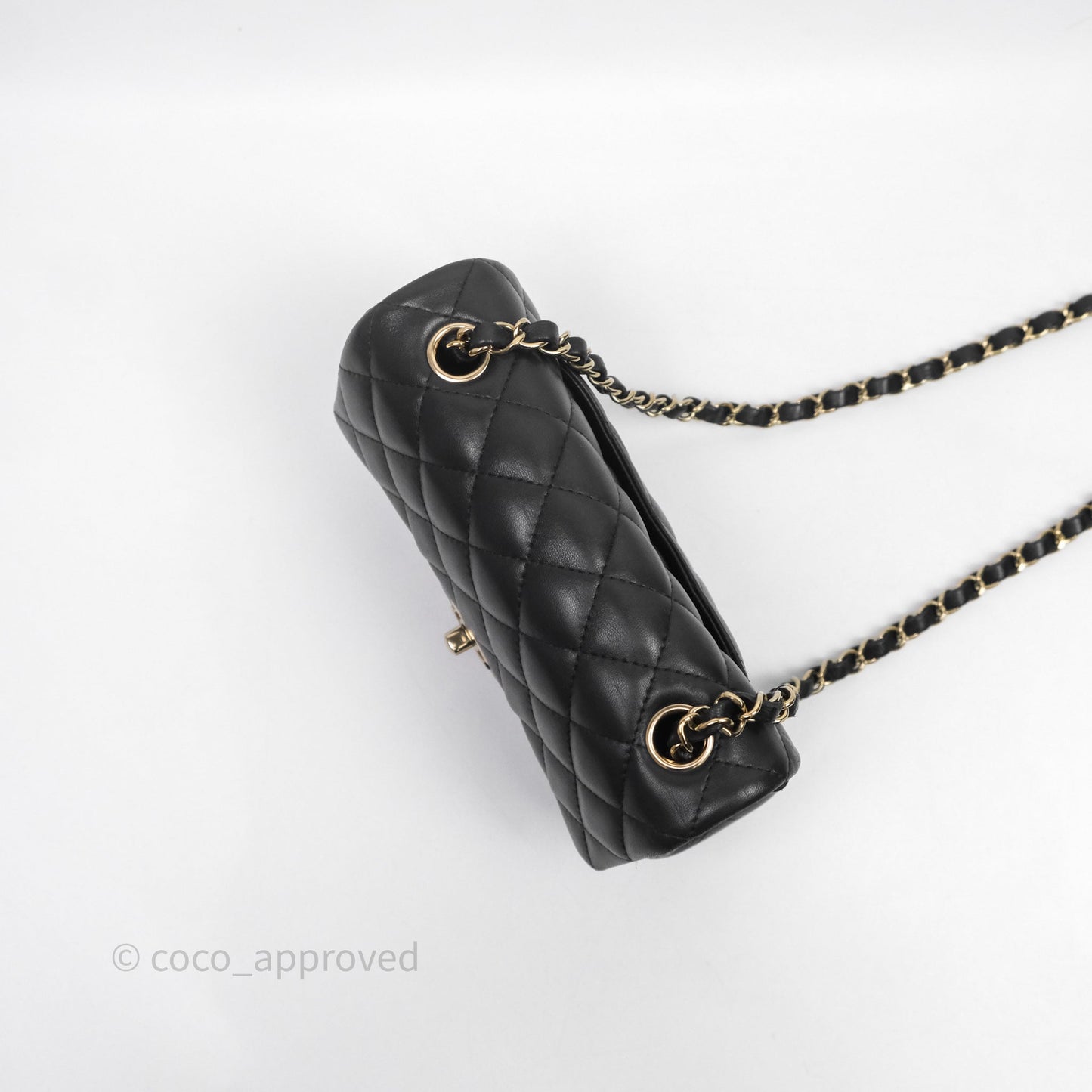 Chanel Mini Rectangular Flap Quilted Black Lambskin Gold Hardware