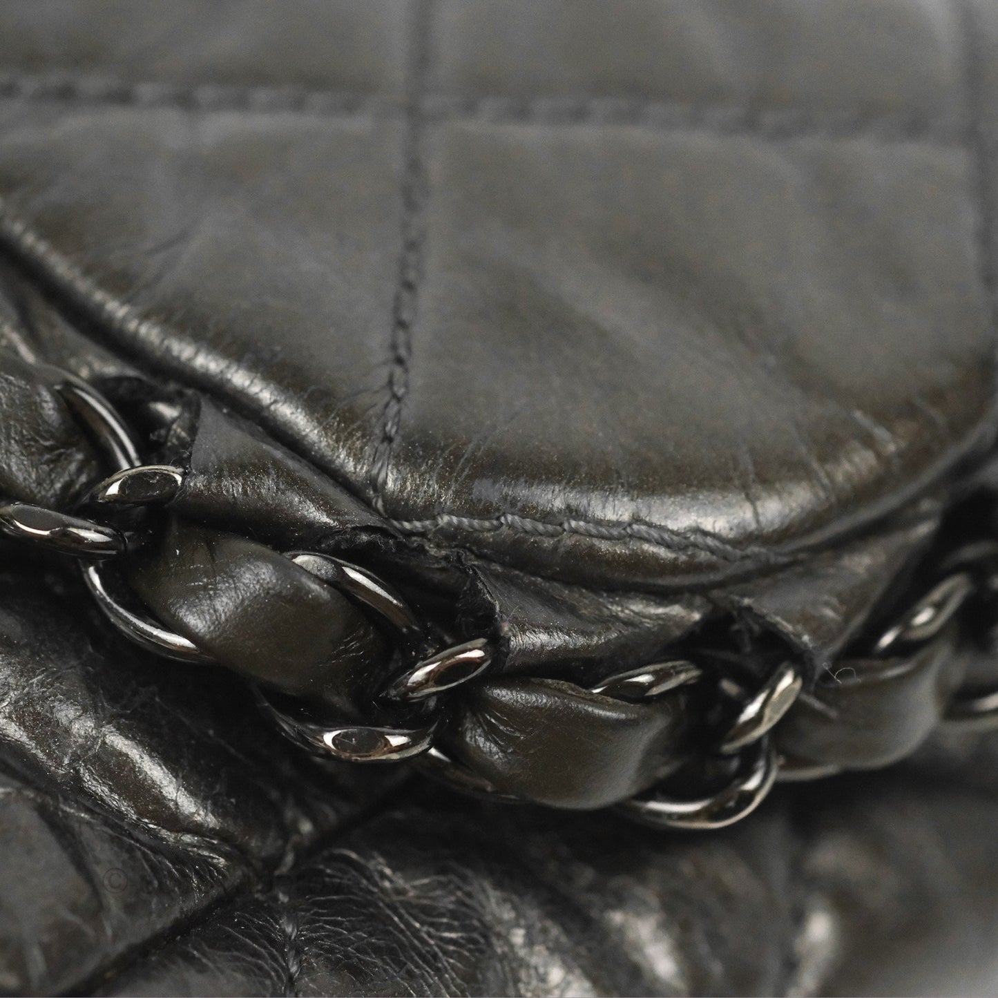Chanel Medium Chain Me Flap Bag Metallic Dark Grey Calfskin Gun Metal