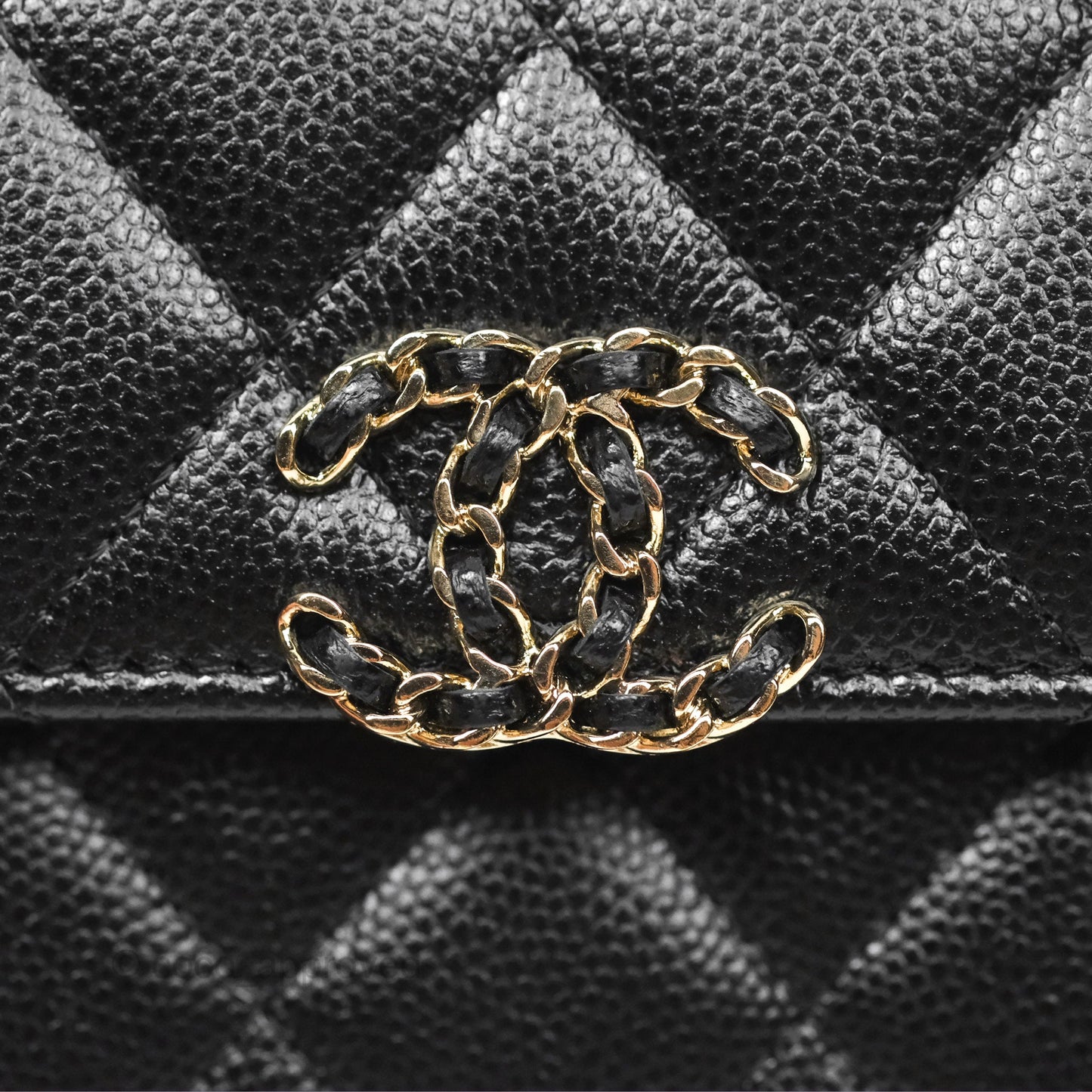 Chanel Kelly Clutch With Chain Black Caviar Gold Hardware