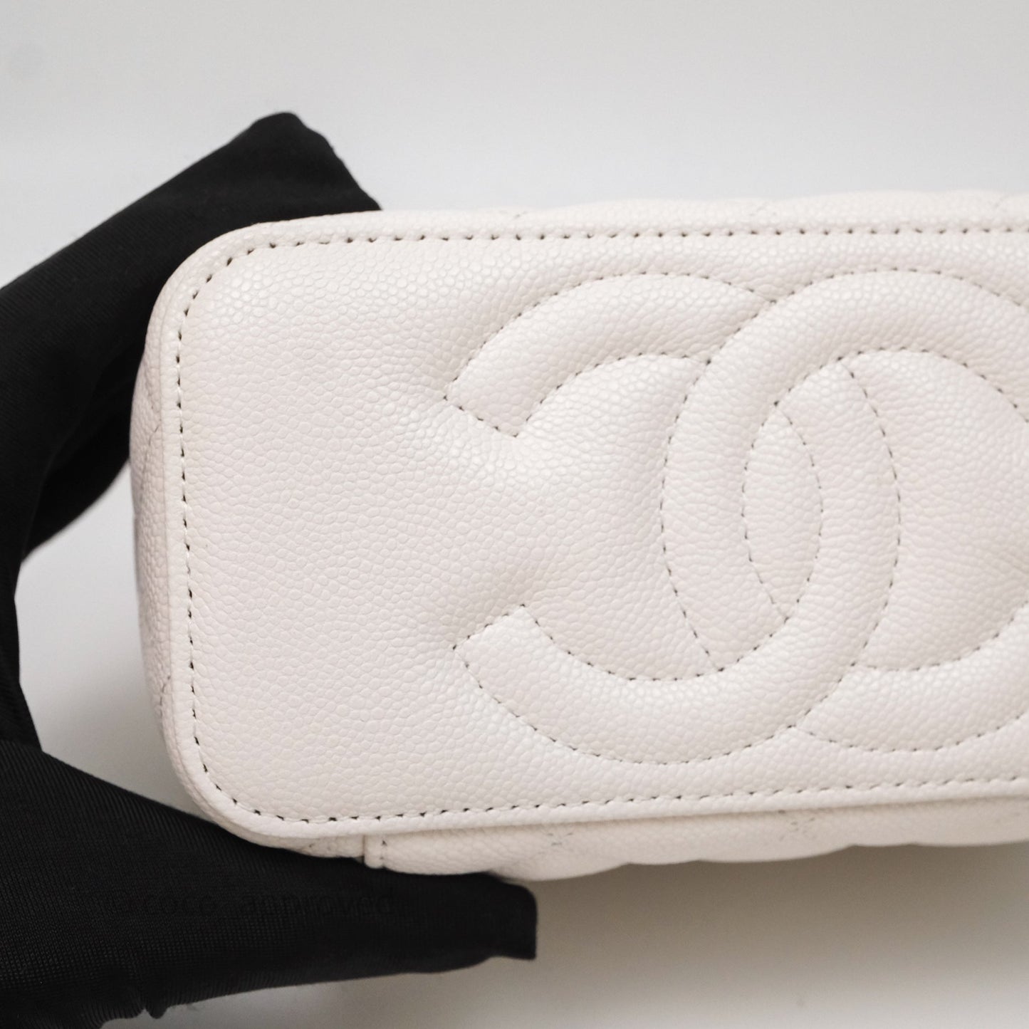 Chanel Classic Vanity Rectangular with Chain White Caviar Gold Hardware