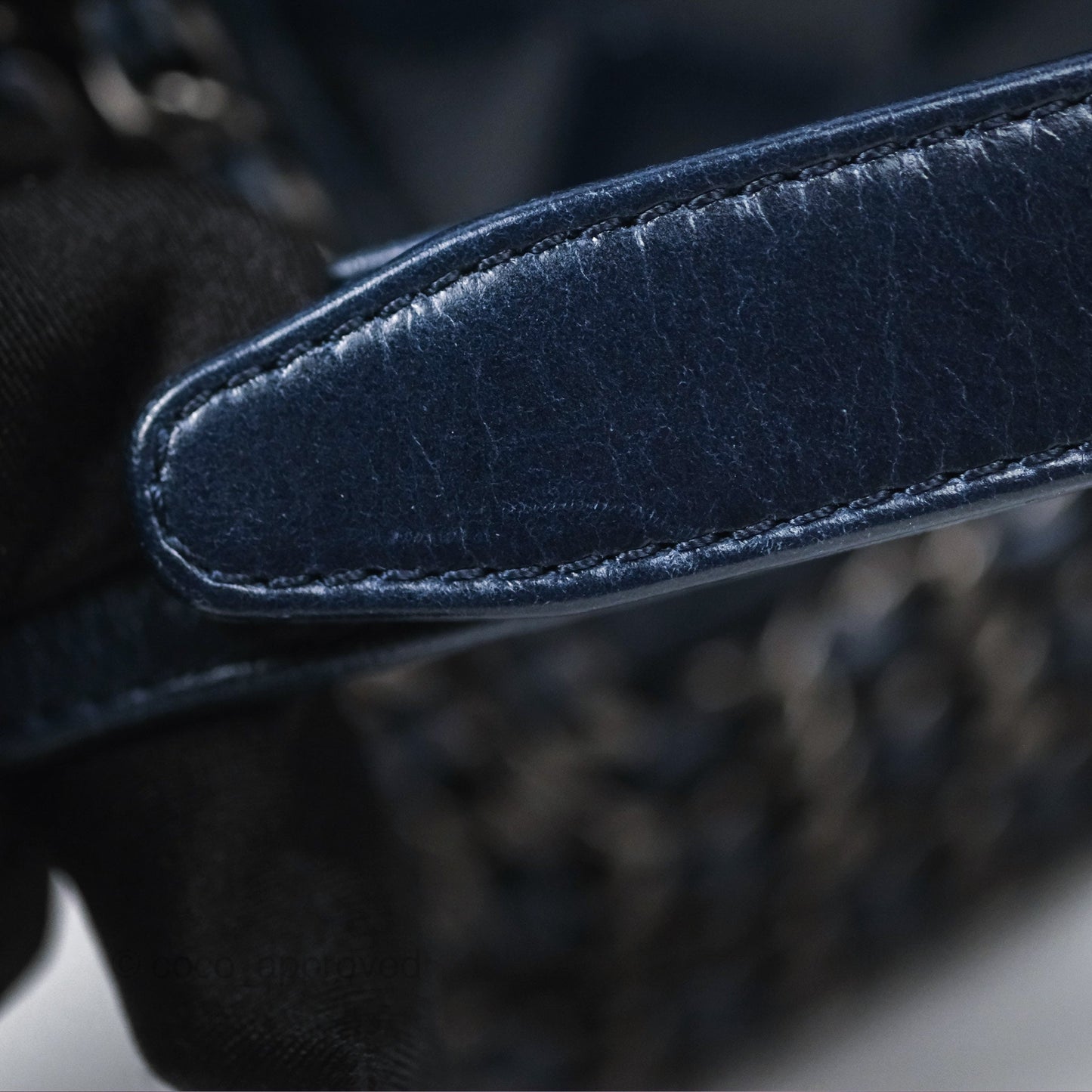 Chanel Medium Chain Edge Boy Quilted Navy Aged Glazed Calfskin Ruthenium Hardware