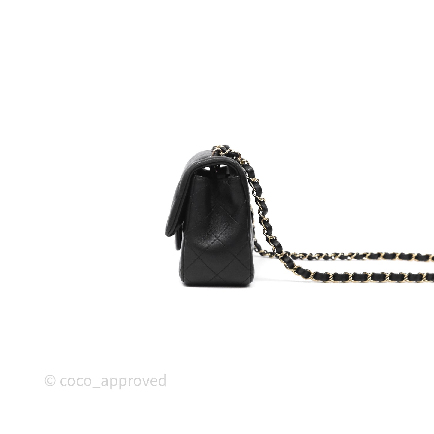 Chanel Mini Rectangular Flap Quilted Black Lambskin Gold Hardware