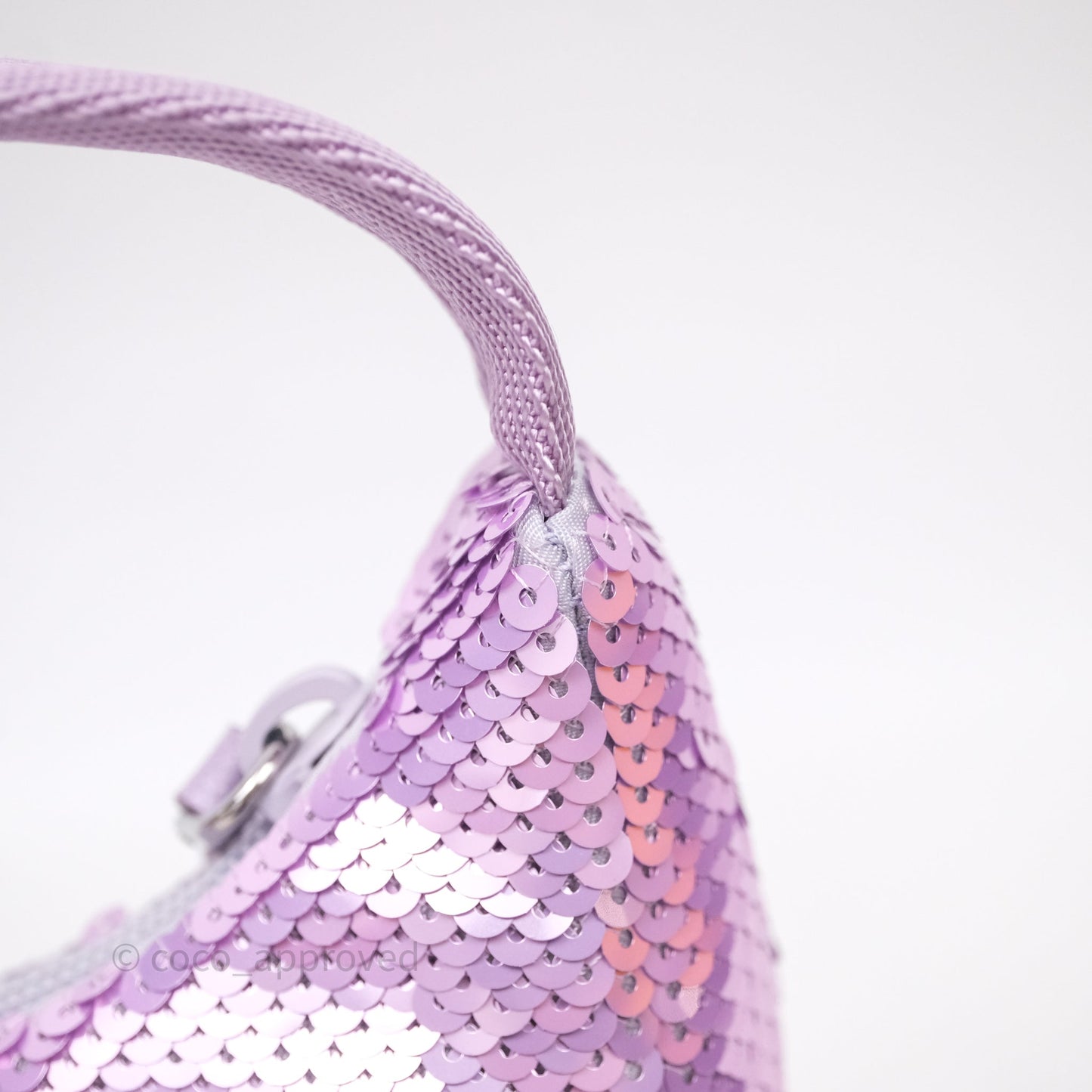 Prada Re-Edition 2000 Nylon Mini Hobo Bag Purple Sequin