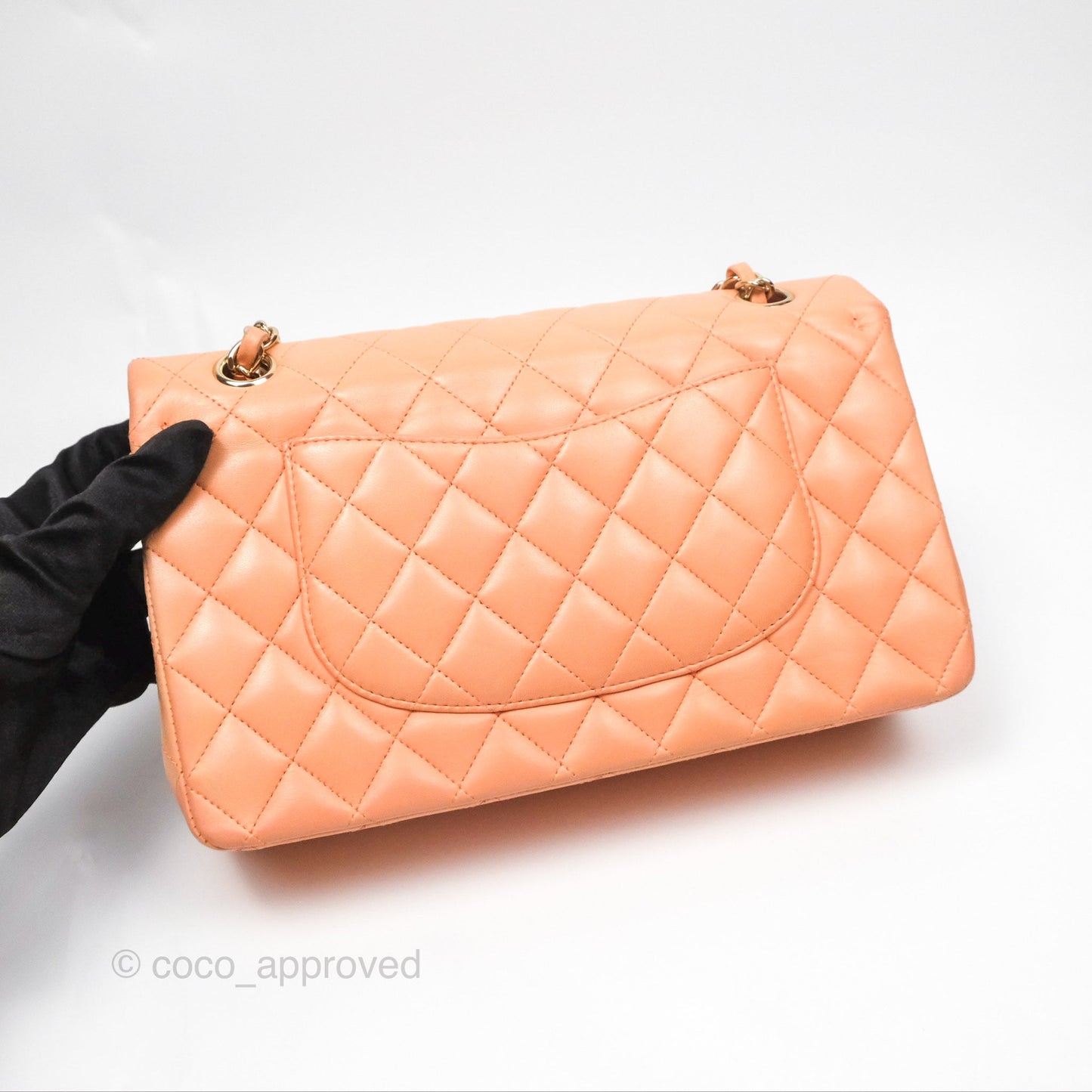 Chanel Classic M/L Medium Flap Quilted Peach Lambskin Gold Hardware