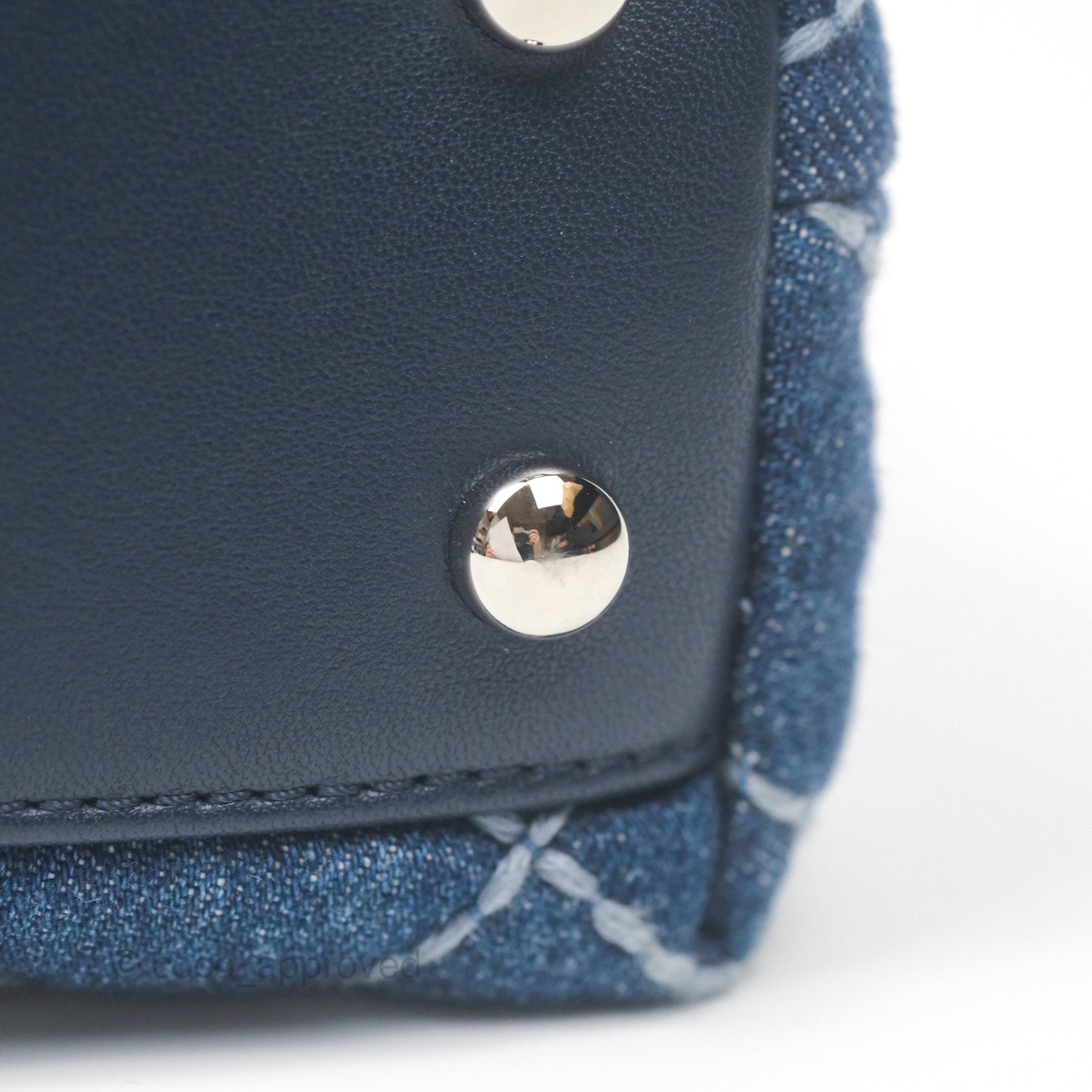 Chanel Small Coco Handle Quilted Contrast Stitch Denim Silver Hardware