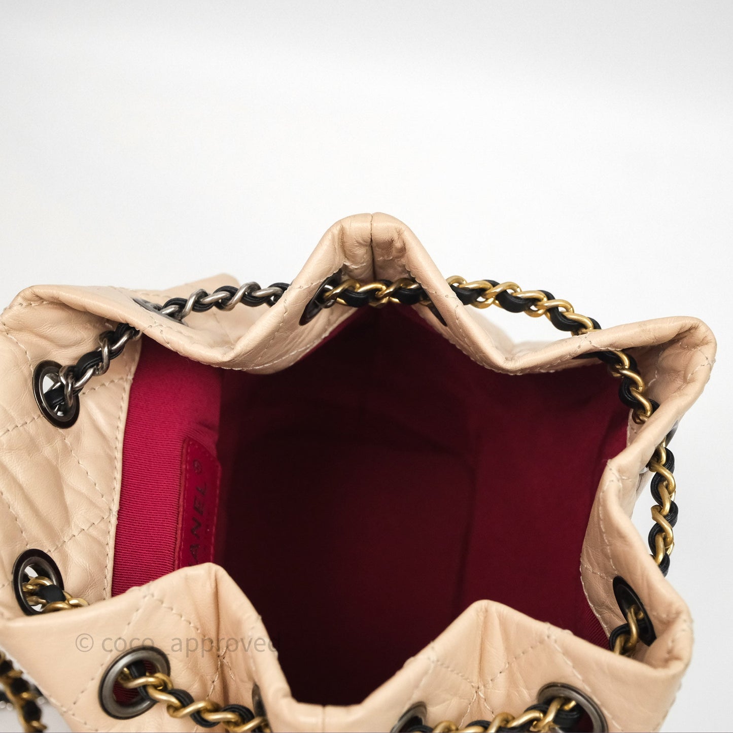 Chanel Quilted Small Gabrielle Backpack Black/Beige Aged Calfskin
