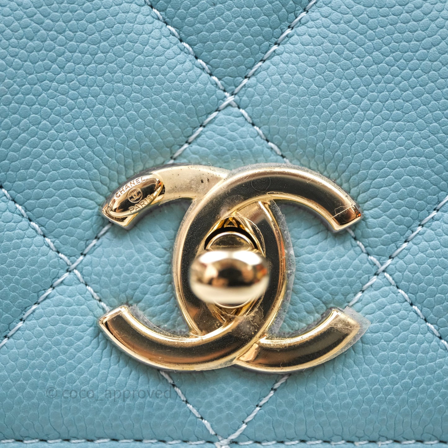 Chanel Small Quilted Business Affinity Flap Caviar Blue Gold Hardware
