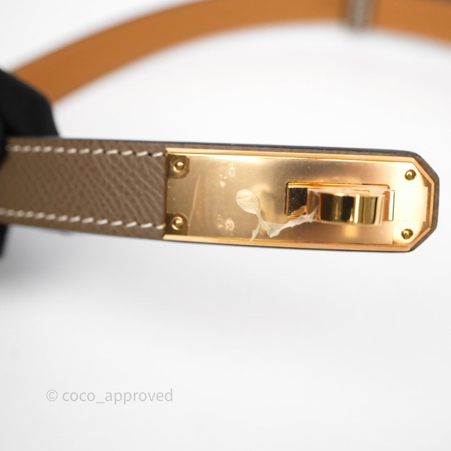 Hermès Kelly Buckle Belt Etoupe 18 Epsom Rose Gold Hardware