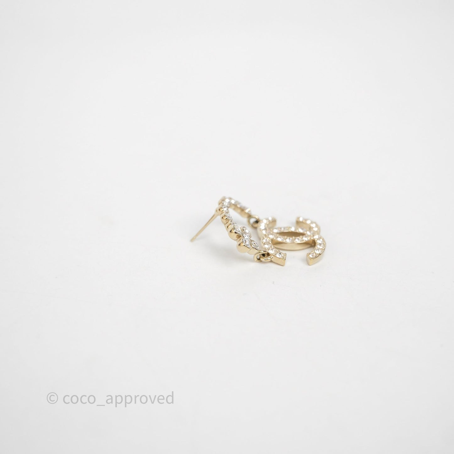 Chanel Crystal CC Floral Earrings Gold Tone 23A