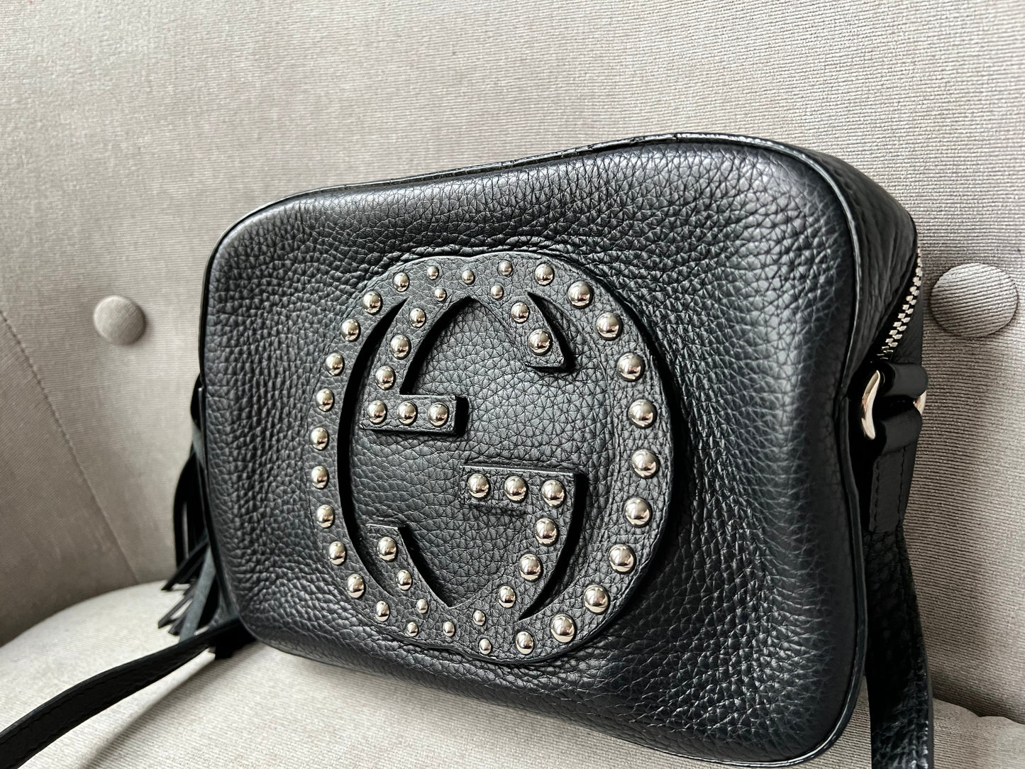 Luxury Gucci Trending 2025 Black Studded Soho Disco