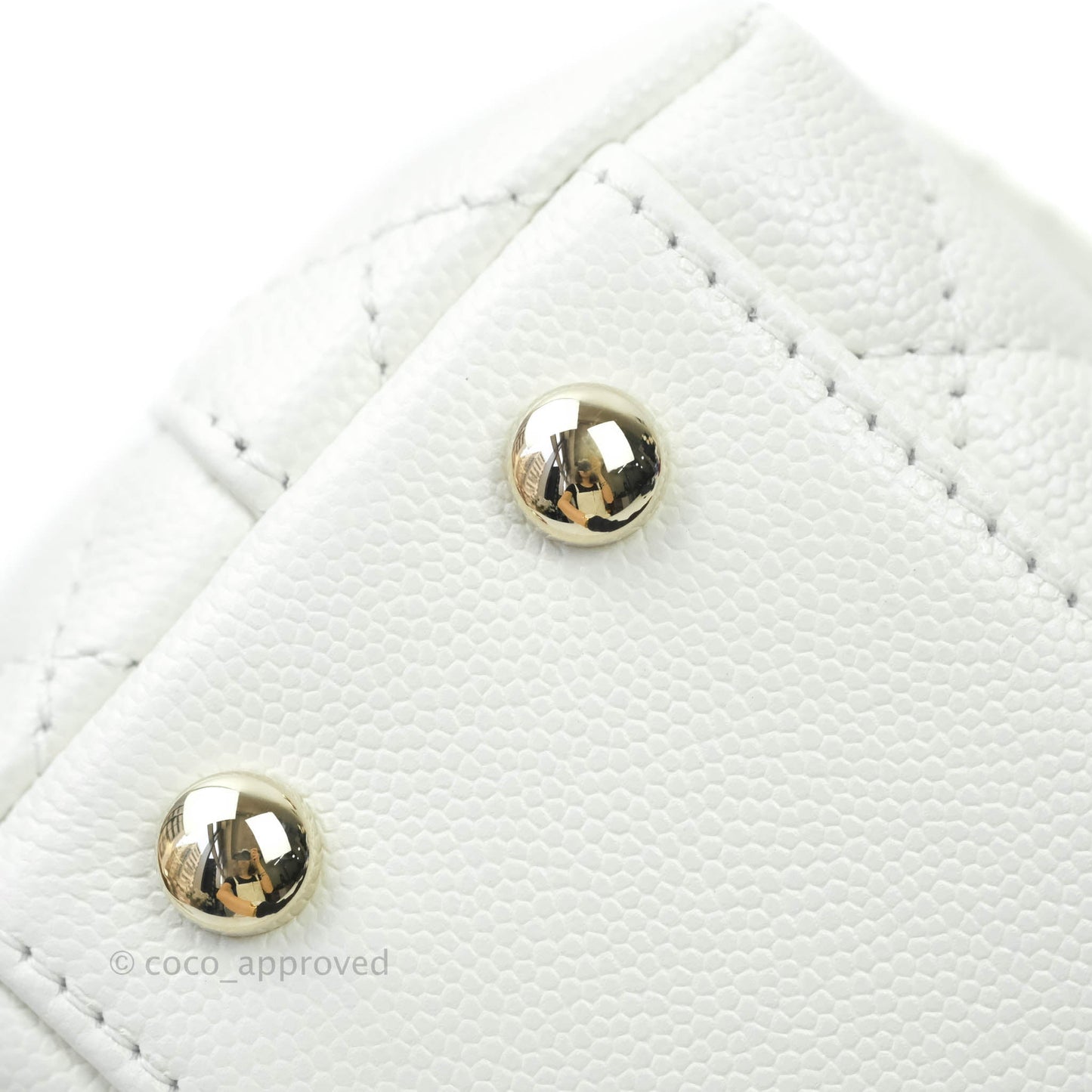 Chanel Extra Mini Coco Handle Quilted White Caviar Gold Hardware