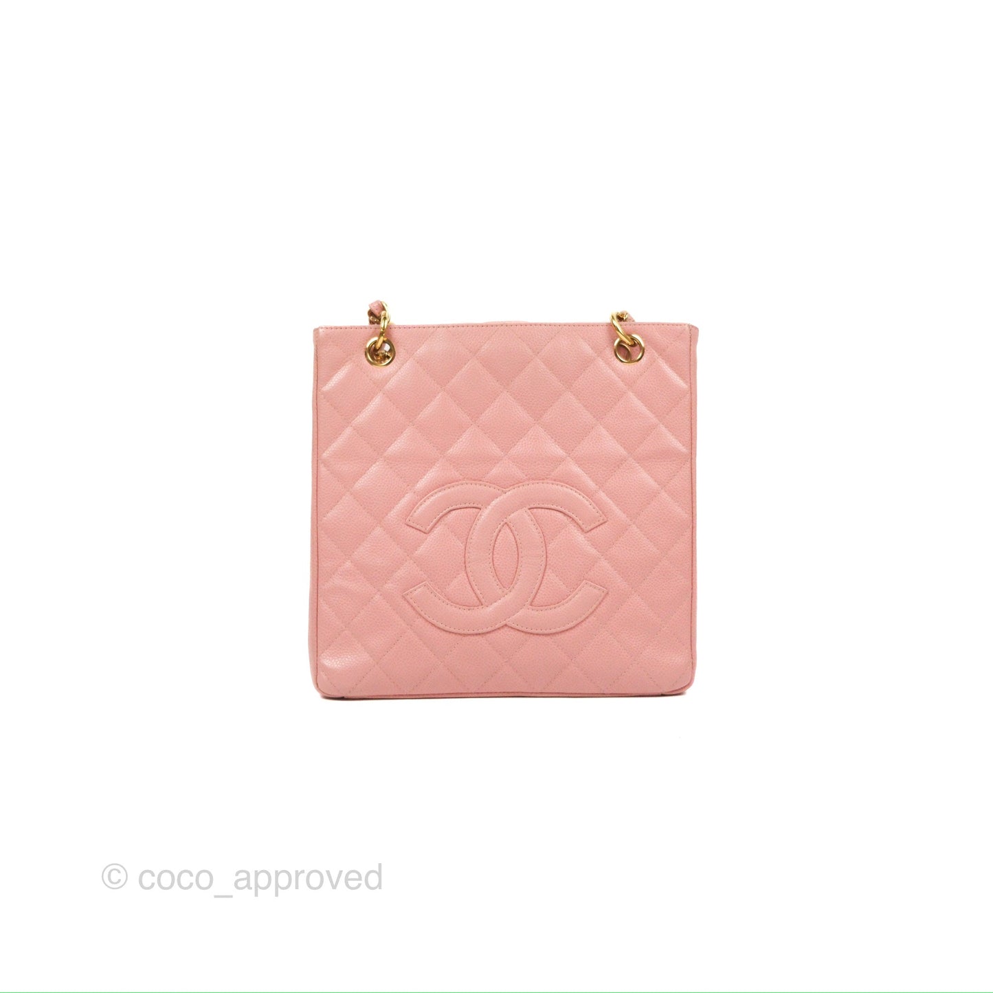 Chanel Quilted Petit Shopping Tote PST Sakura Pink Caviar Gold Hardware