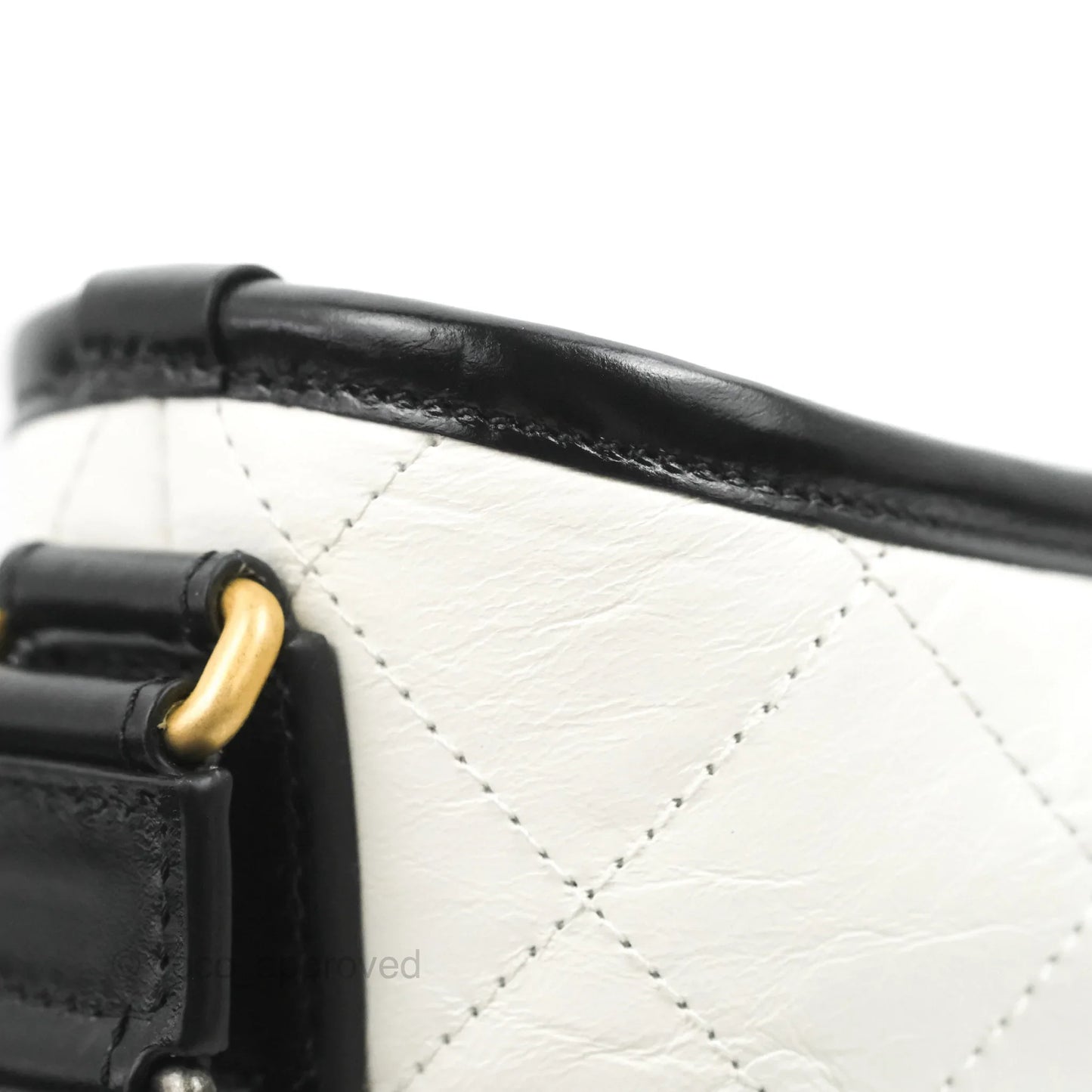 Chanel Quilted Small Gabrielle Hobo White Black Calfskin Mixed Hardware