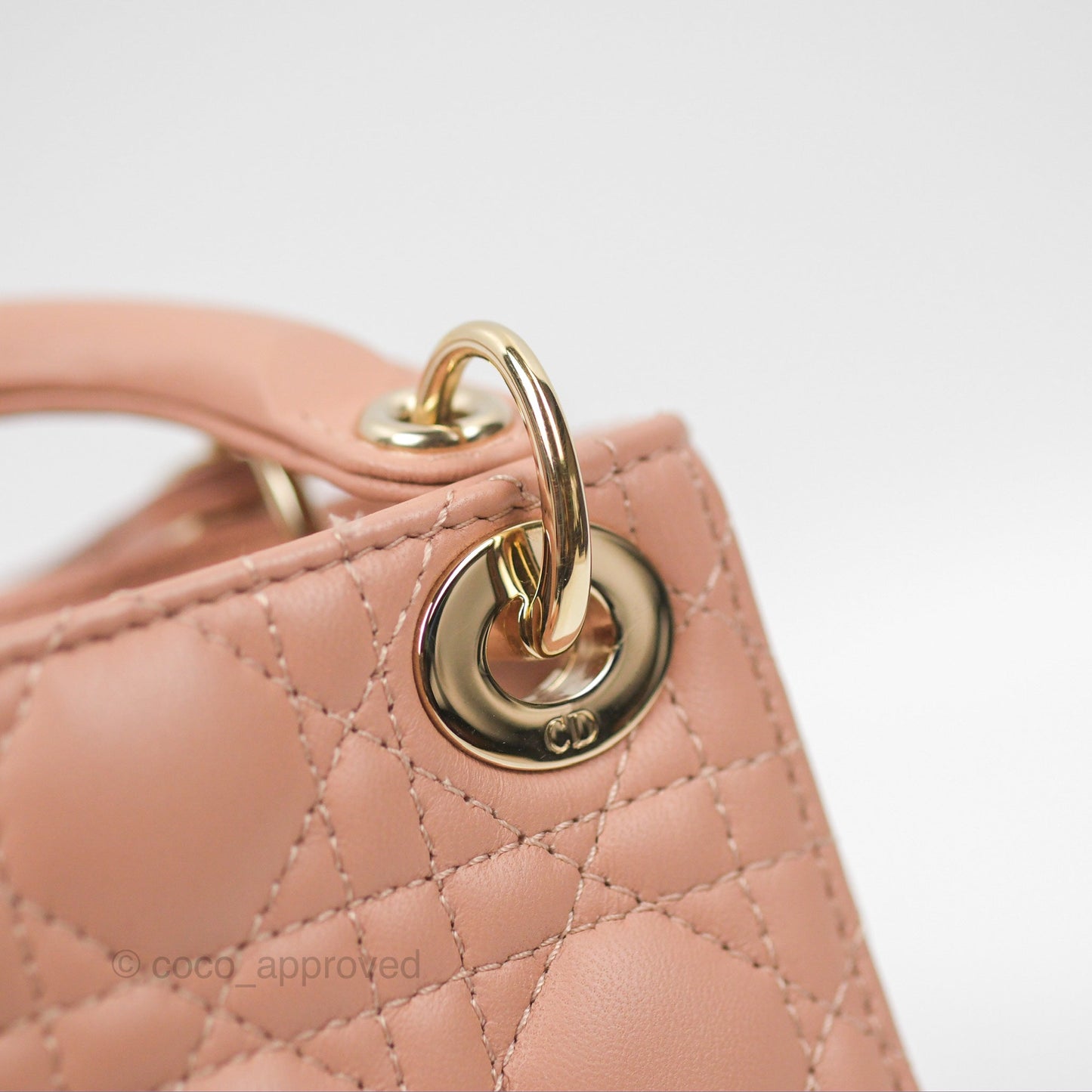 Christian Dior Micro Lady Dior Cannage Rose Des Vents Cannage Lambskin Gold Hardware