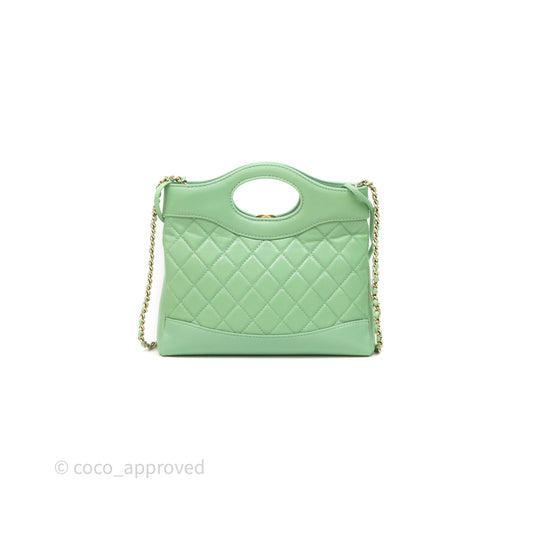 Chanel Mini 31 Green Shiny Lambskin Gold Hardware