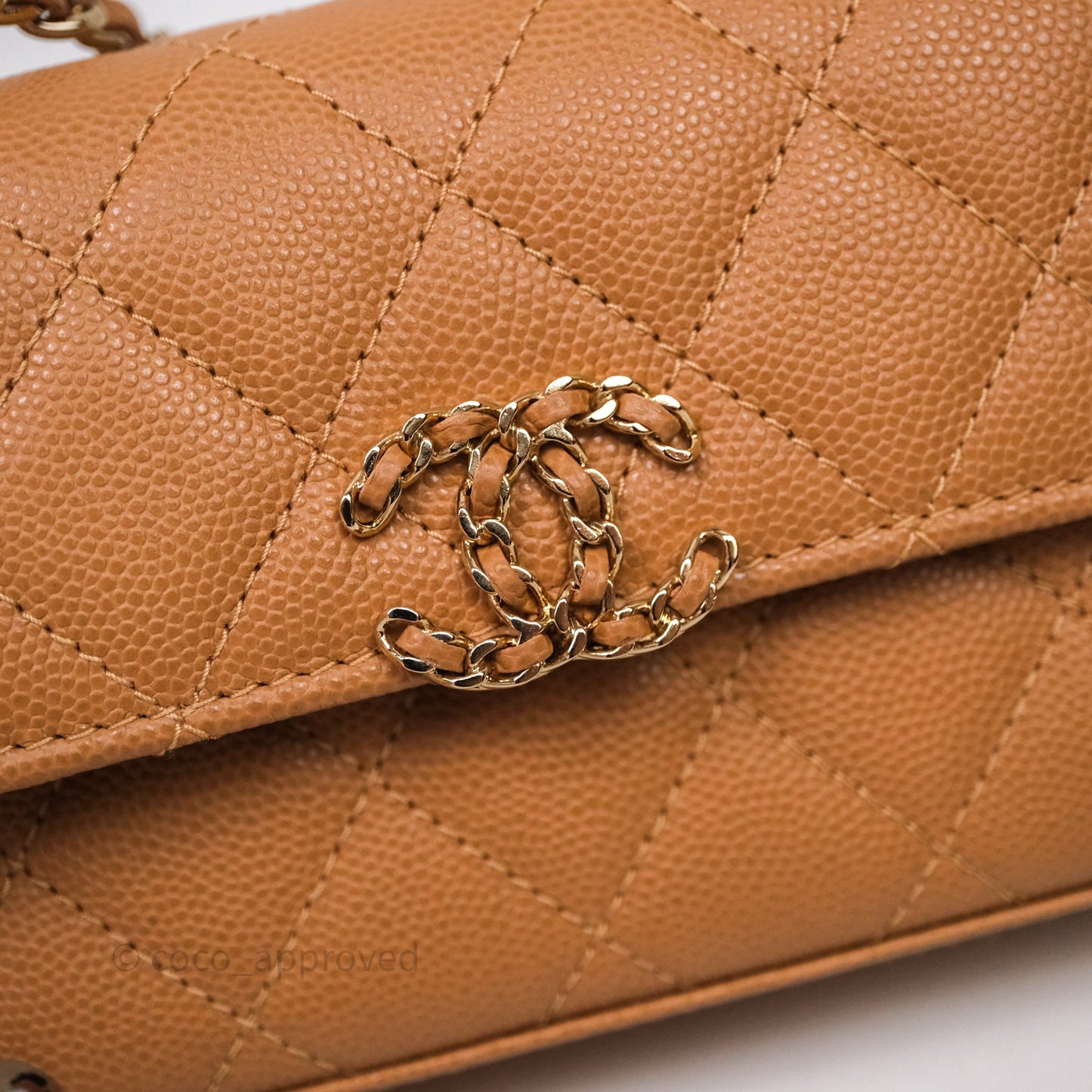 Chanel Kelly Clutch Top Handle Dark Beige Caviar Bag Light Gold hardware