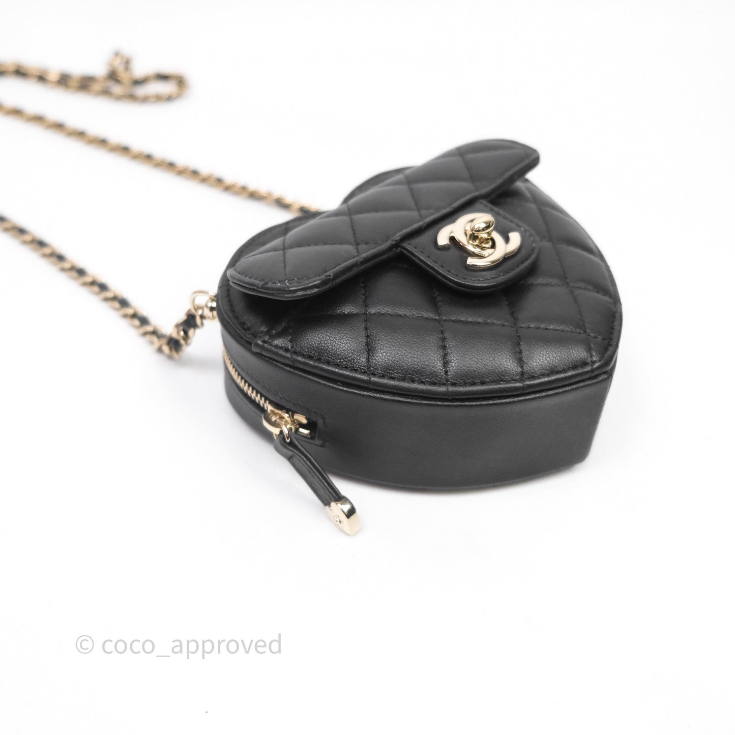 Chanel Small Heart Bag Black Lambskin Gold Hardware