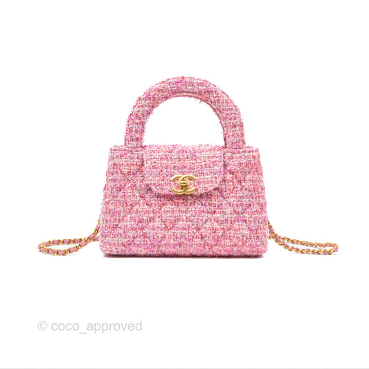 Chanel Kelly Bag Pink Tweed Aged Gold Hardware