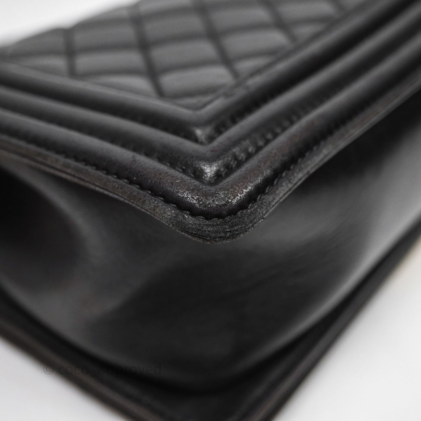 Chanel Medium Boy Quilted Black Lambskin Aged Gold Hardware