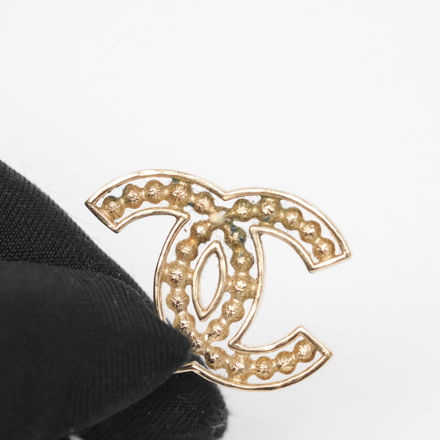 Chanel CC Crystals Pearl Earrings Gold Tone 19S