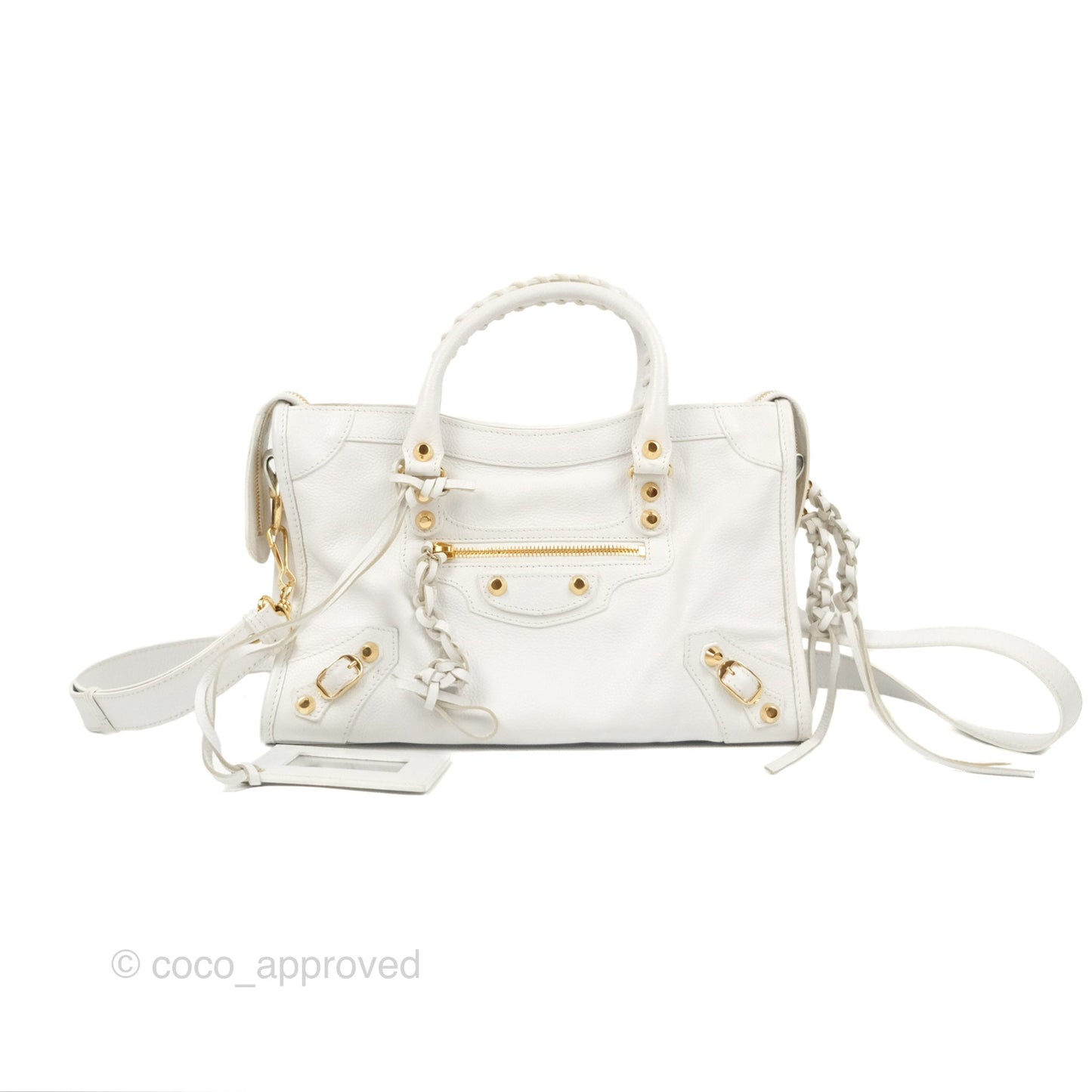Balenciaga Classic Small City Bag White Aged Calfskin Gold Hardware