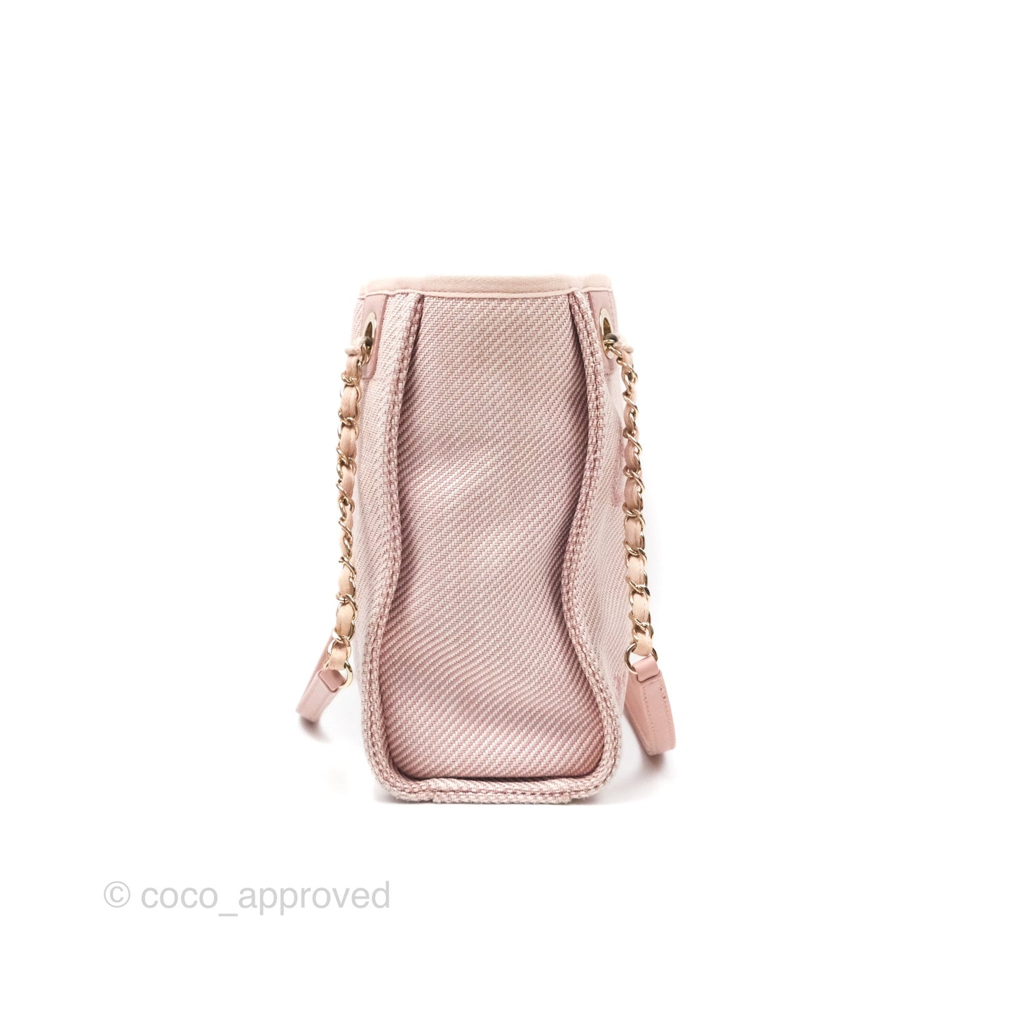 Chanel Small Vertical Deauville Canvas Pink Gold Hardware