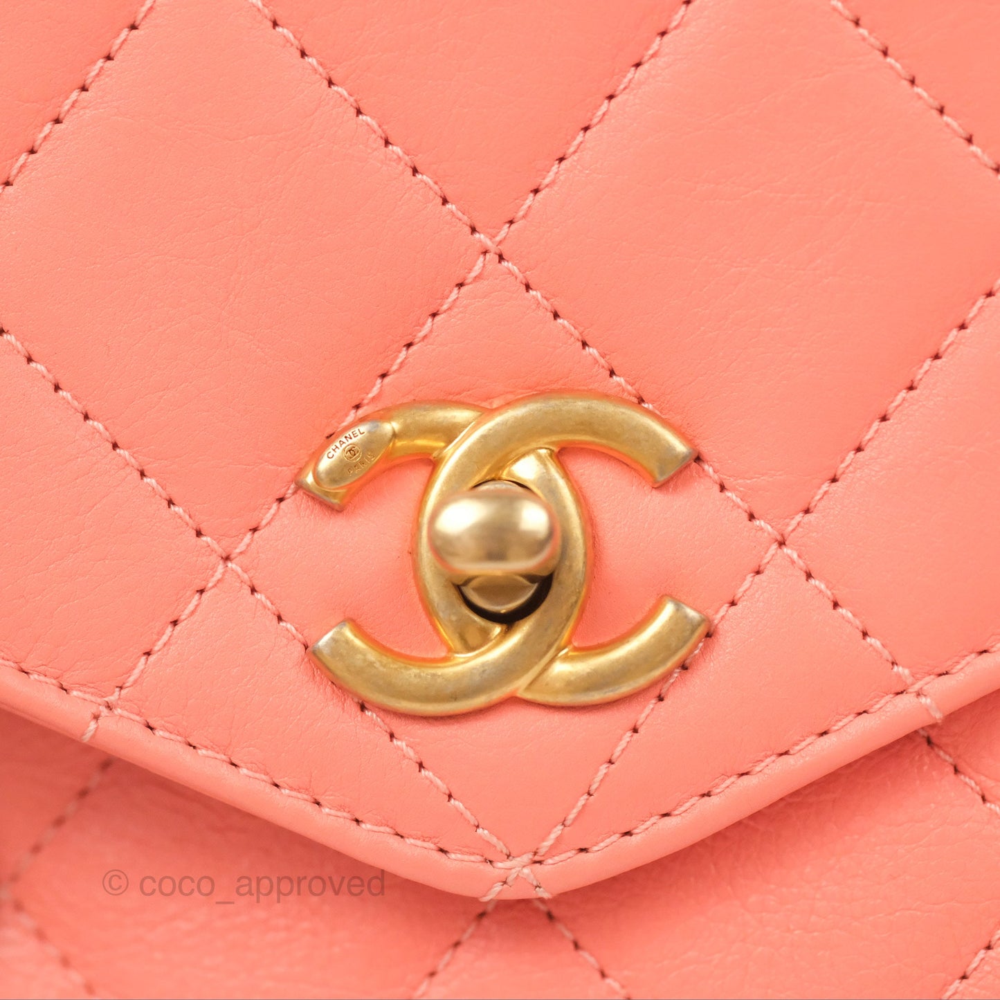 Chanel Metal Top Handle Flap Bag Iridescent Orange Claire Calfskin Aged Gold Hardware