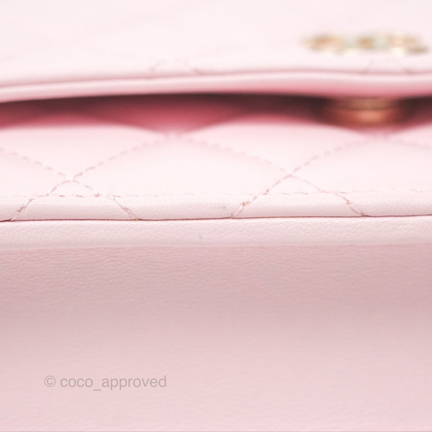 Chanel Wallet On Chain WOC Pearl Chain Iridescent Light Pink Lambskin Gold Hardware