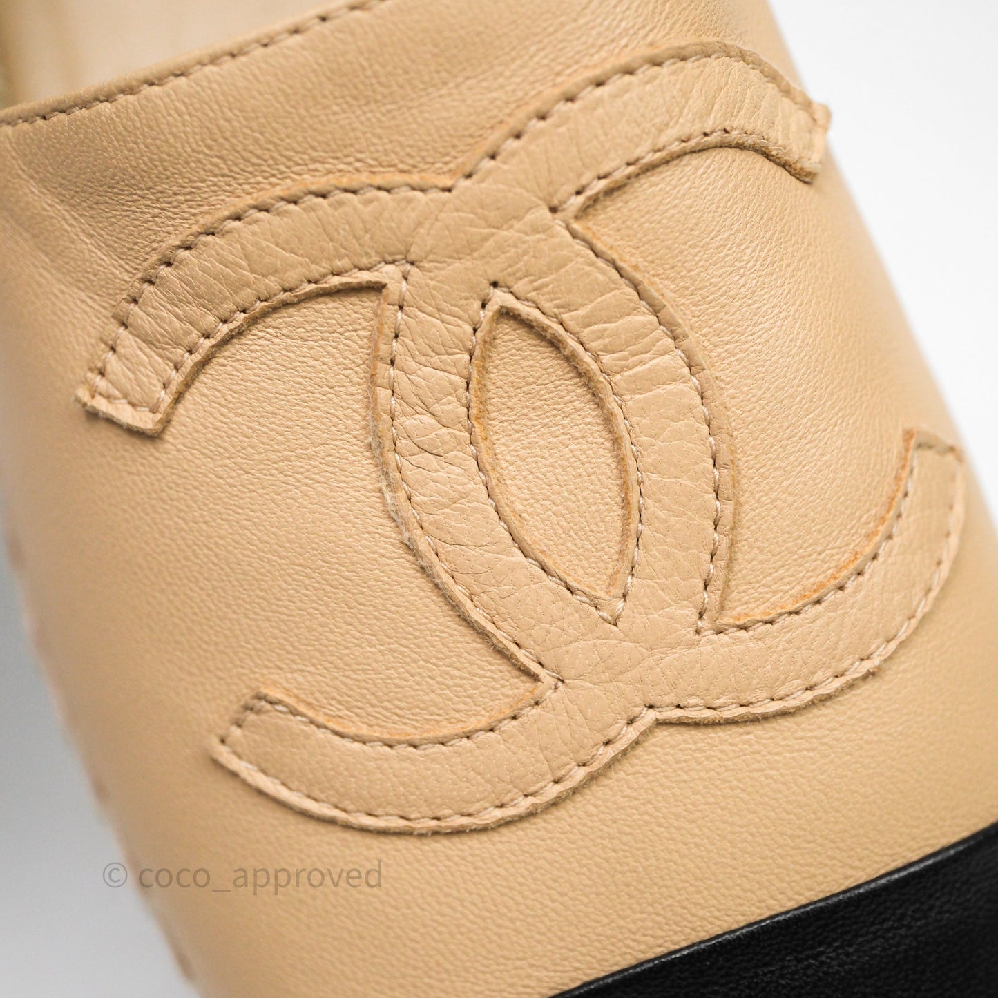 Chanel CC Espadrilles Beige Black Lambskin Size 36
