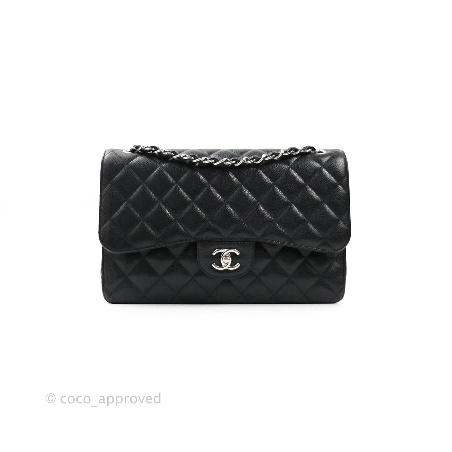 Chanel Jumbo Double Flap Black Caviar Silver Hardware⁣⁣