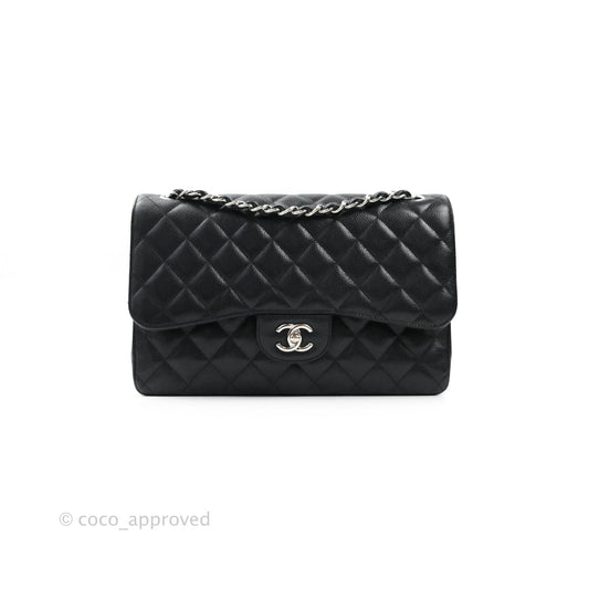 Chanel Jumbo Double Flap Black Caviar Silver Hardware⁣⁣