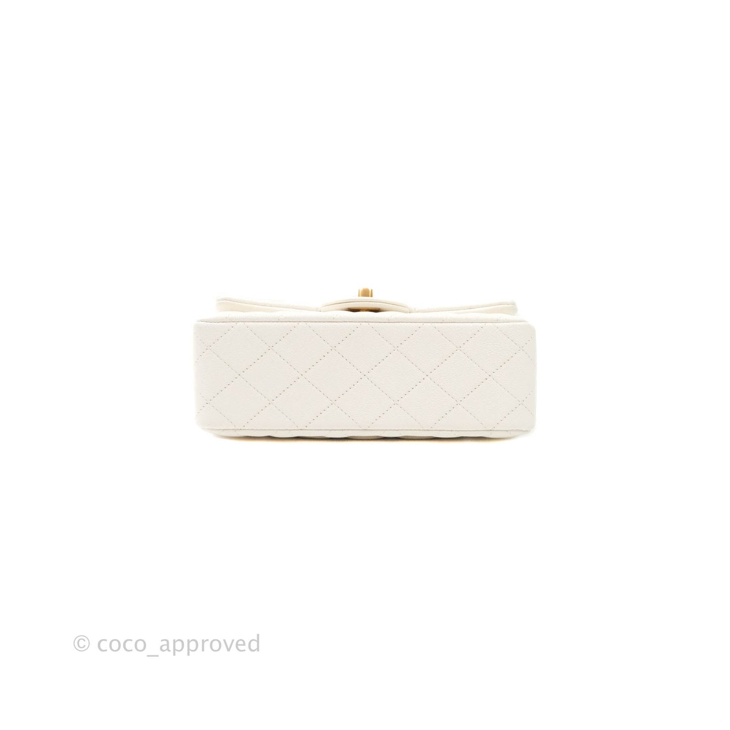 Chanel Top Handle Mini Rectangular Flap Bag White Caviar Aged Gold Hardware