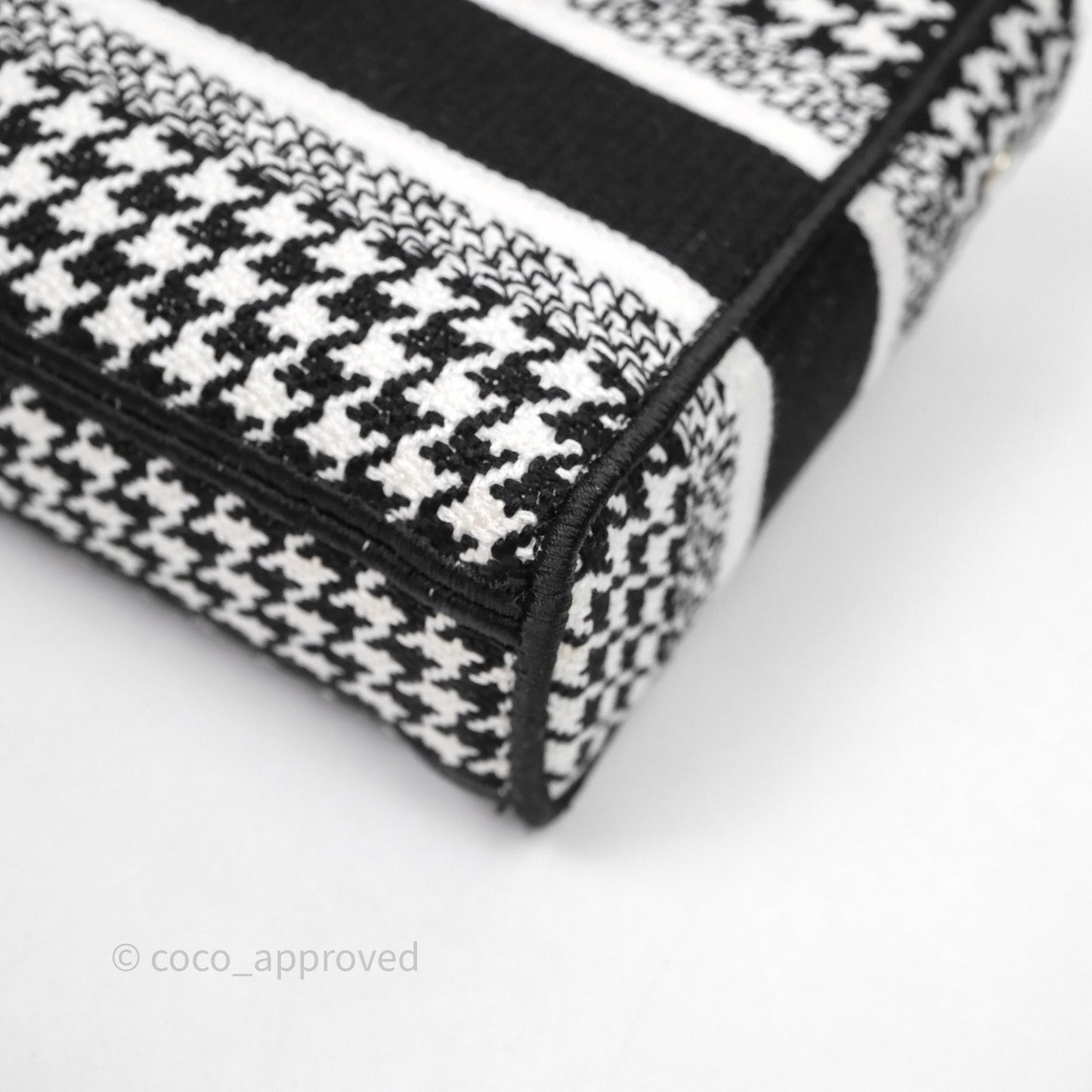 Christian Dior Medium Lady D-Joy Bag Black White Houndstooth Gold Hardware