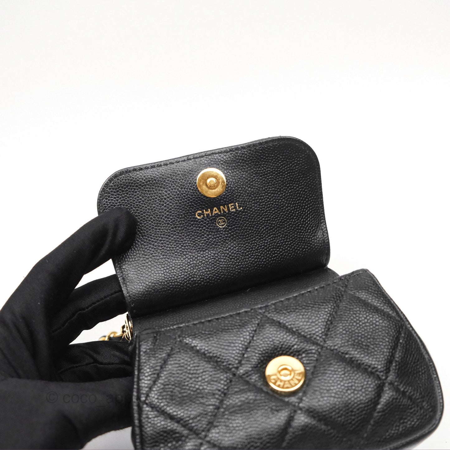 Chanel Clutch with Chain Black Caviar Gold Hardware 22K