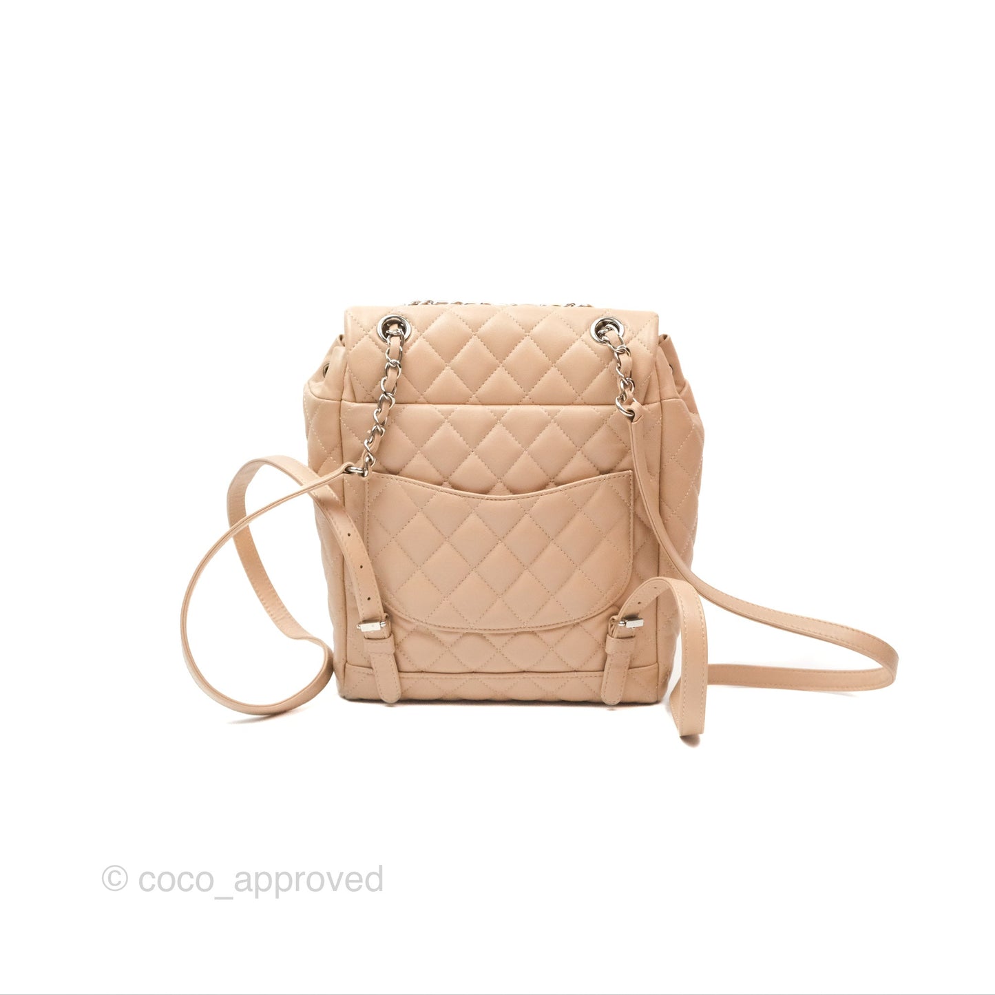 Chanel Quilted Small Urban Spirit Backpack Beige Lambskin Silver Hardware