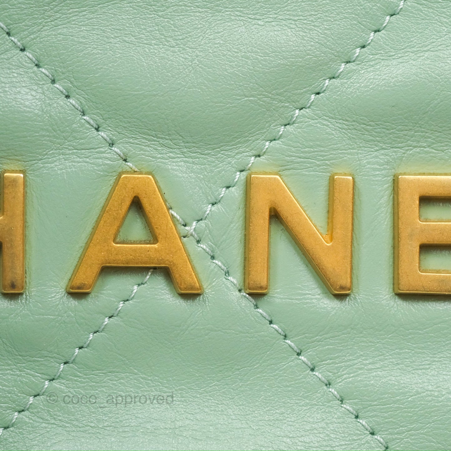 Chanel 22 Small Mint Green Shiny Aged Calfskin Aged Gold Hardware