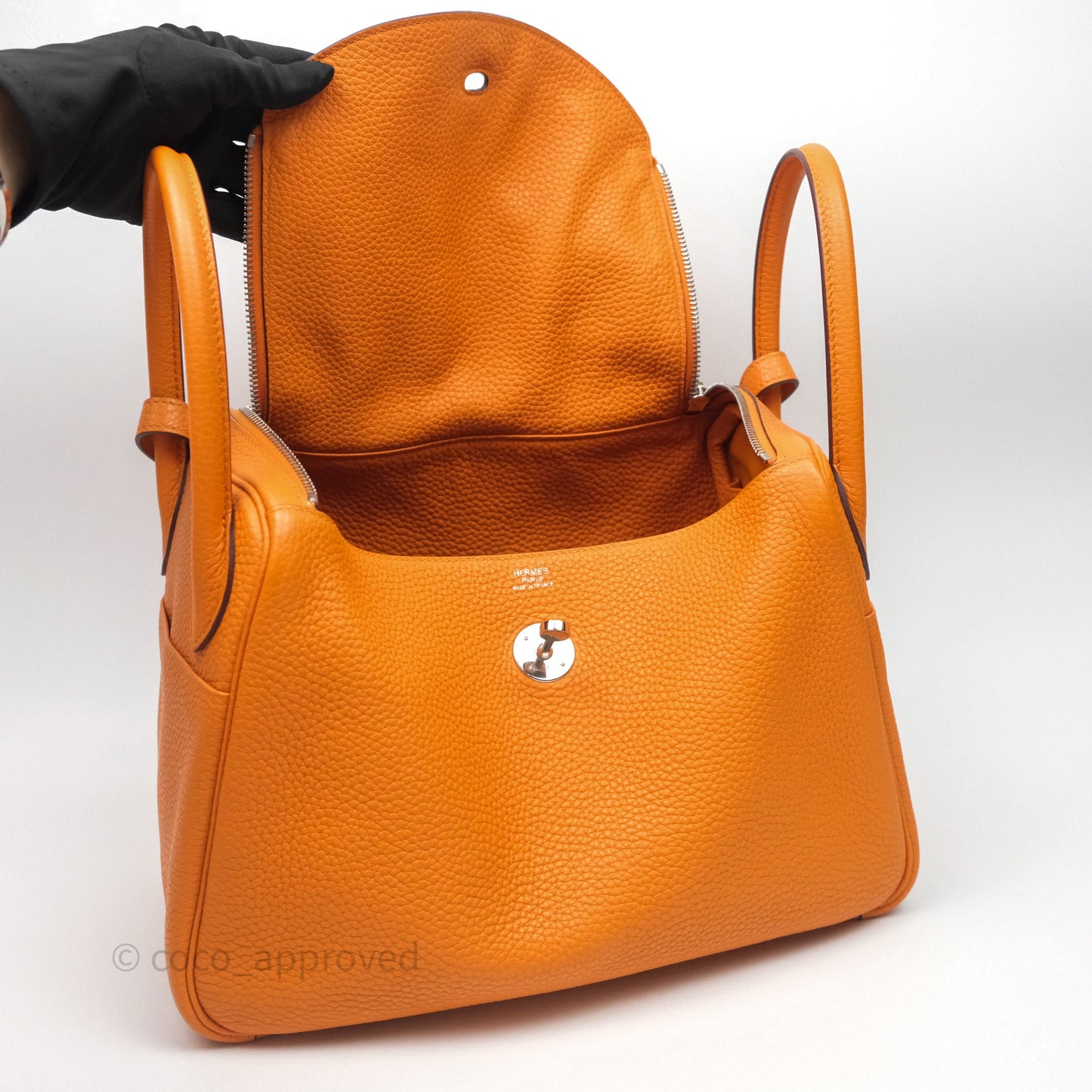 Hermès Lindy 30 Abricot I9 Clemence Palladium Hardware