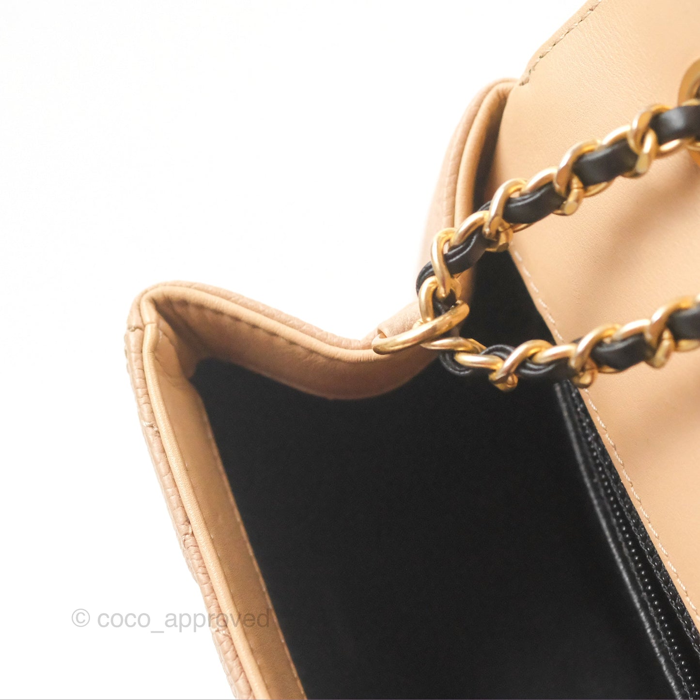 Chanel Quilted Small CC Filigree Flap Beige Black Caviar