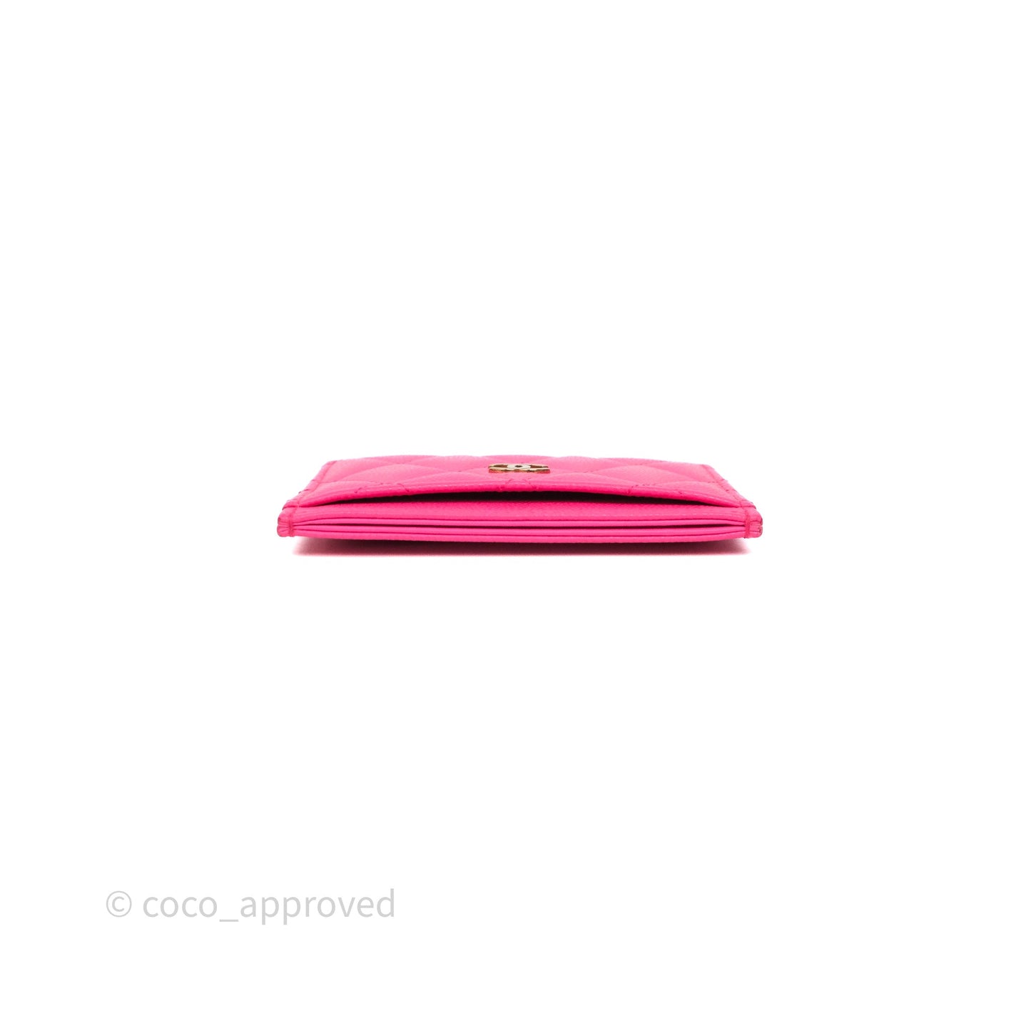 Chanel Classic Flat Card Holder Pink Caviar Gold Hardware