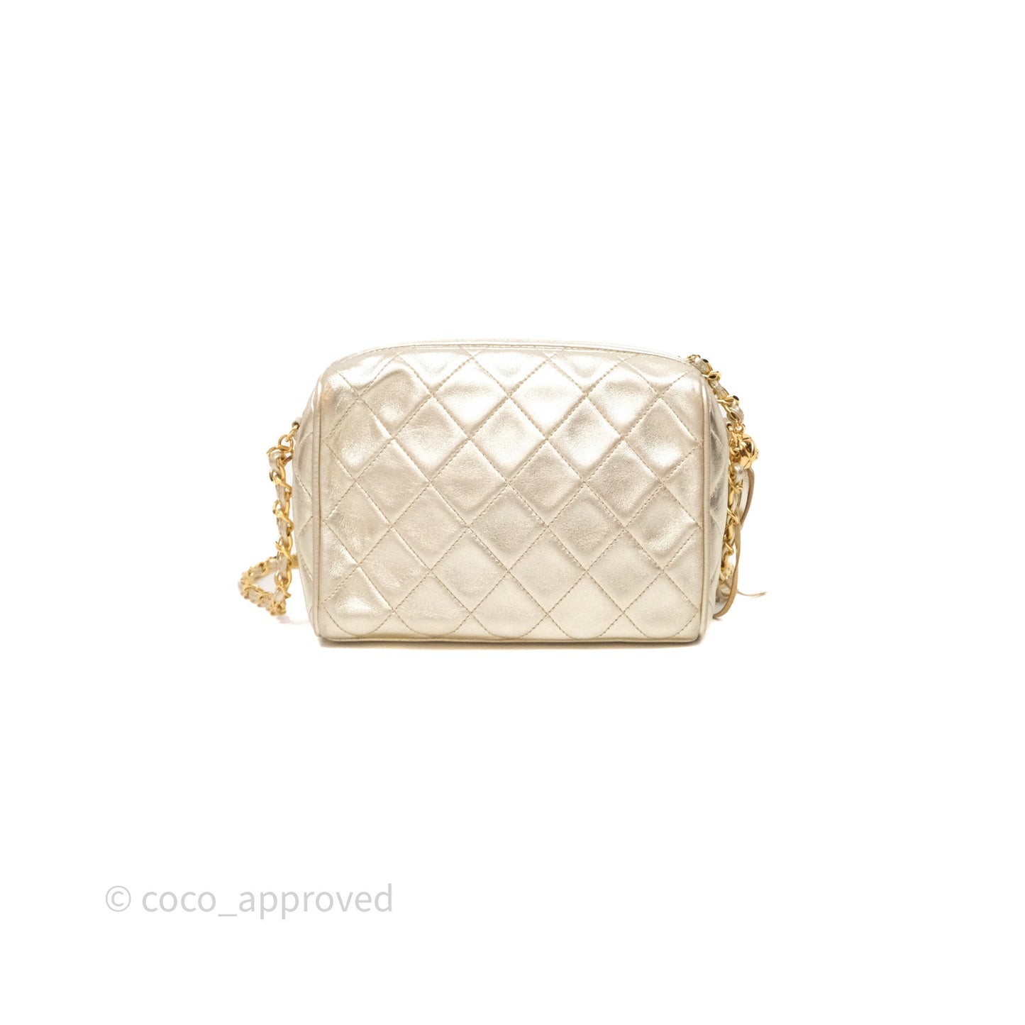 Chanel Vintage Camera Bag Gold Lambskin Gold Hardware