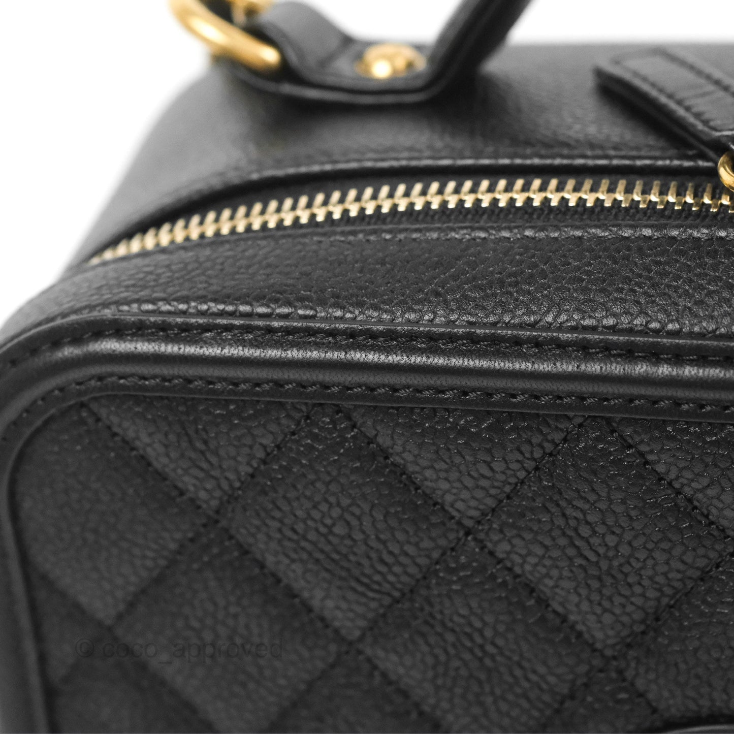 Chanel Quilted Large CC Filigree Vanity Case Black Caviar Gold Hardware