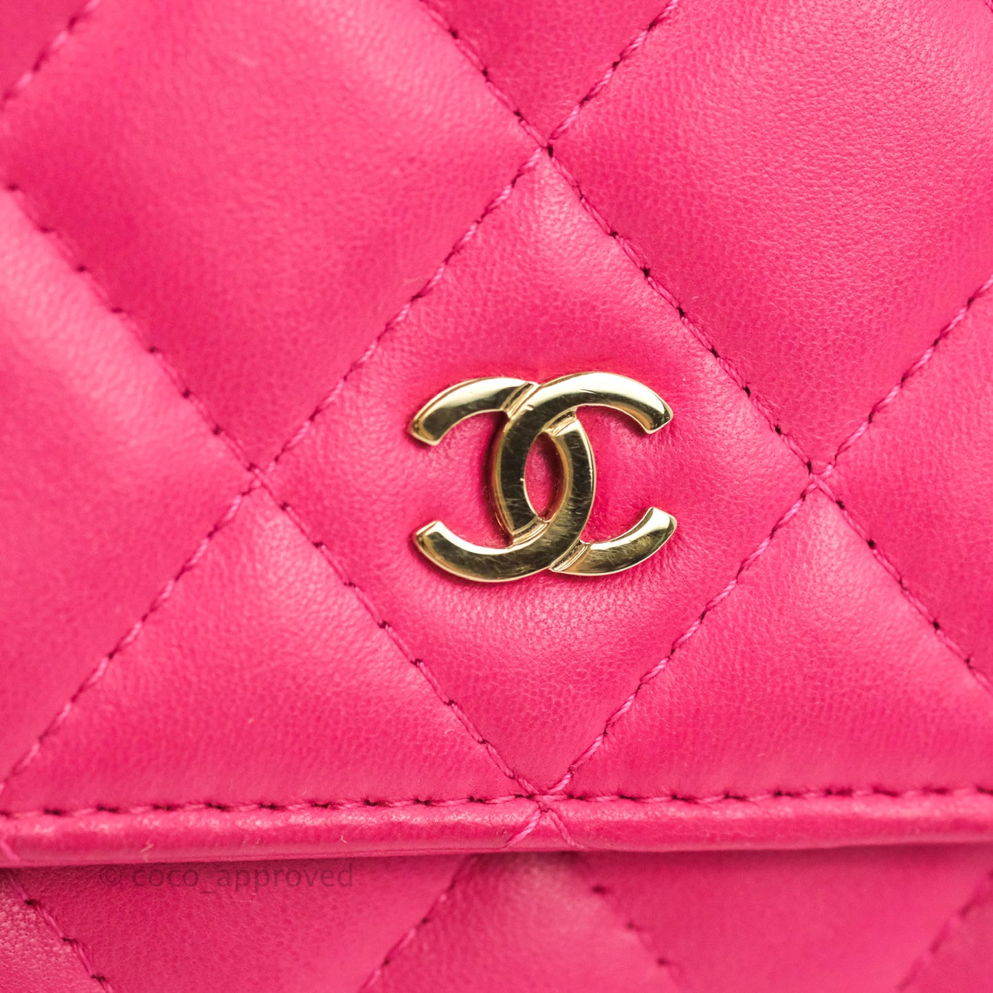 Chanel Quilted Wallet on Chain WOC Pink Lambskin Gold Hardware