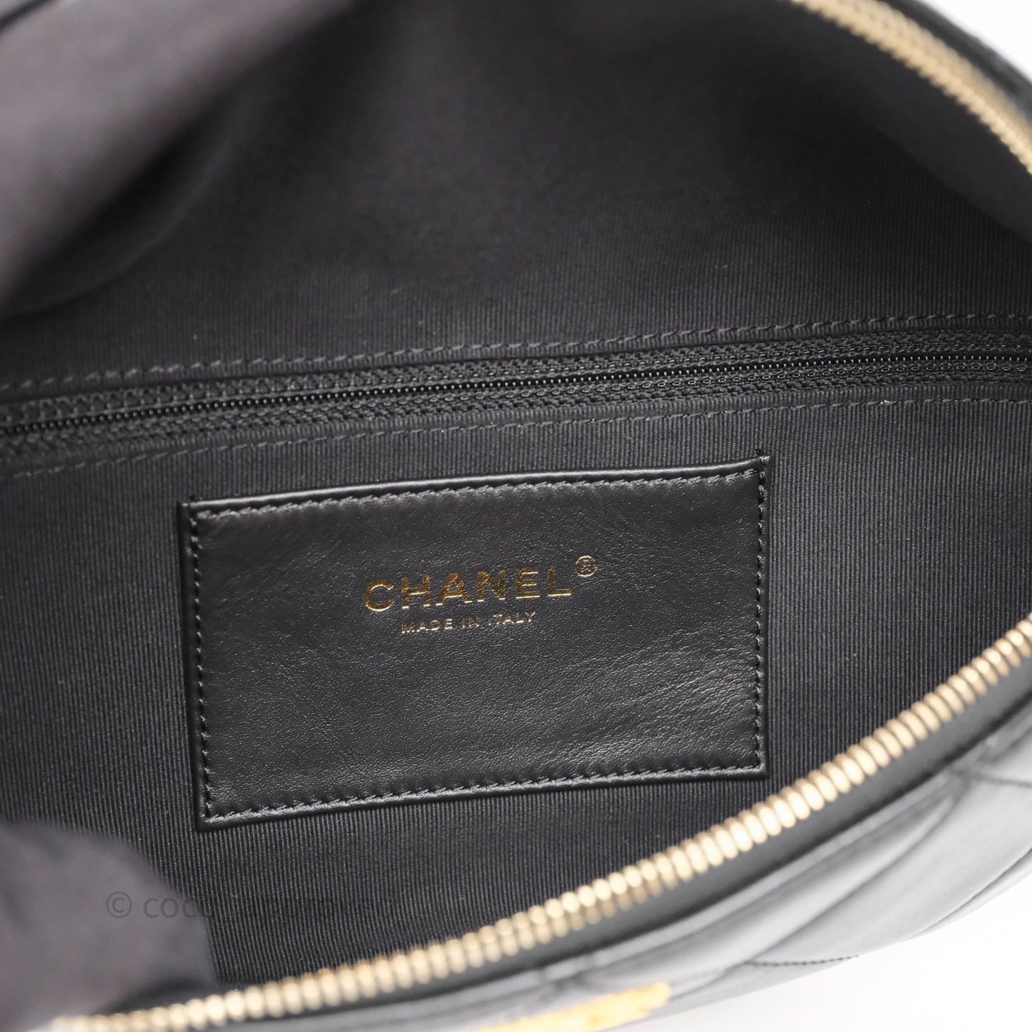 Chanel Quilted Waist Bag Lambskin Black Aged Gold Hardware
