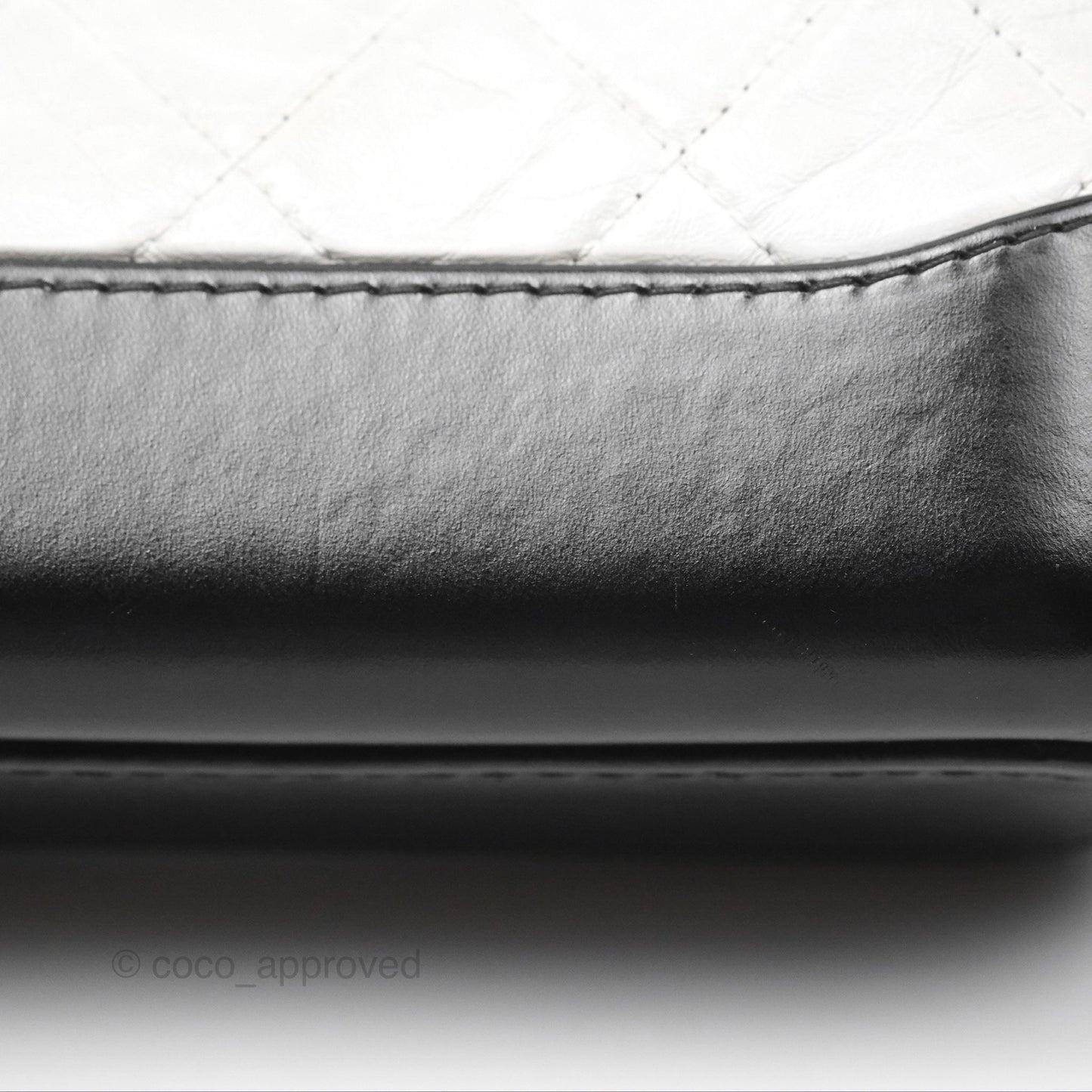 Chanel Small Gabrielle Hobo Quilted Black White Aged Calfskin