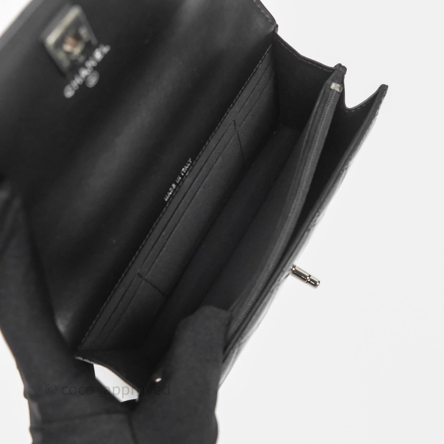 Chanel Mini Crystal Top Handle Wallet On Chain WOC Black Calfskin Gun Metal Hardware 23K